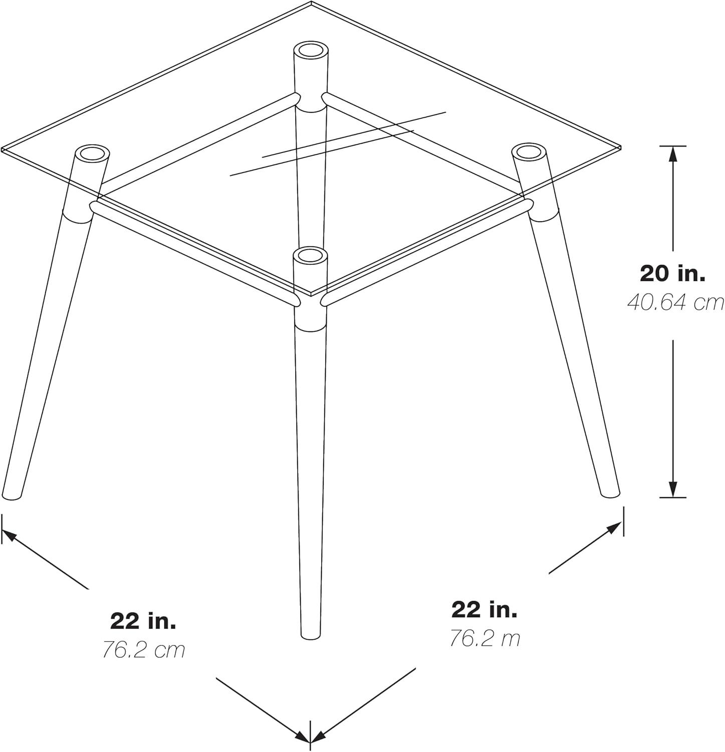 Brooklyn Glass Square Top End Table Metal in Brushed Nickel Finish