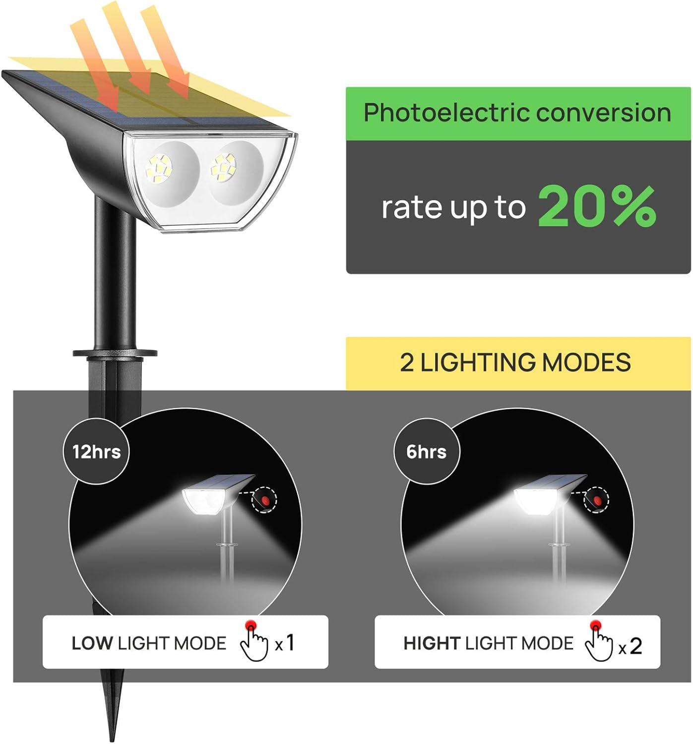 Solar Powered Black LED Pathway Spotlights, 6-Pack