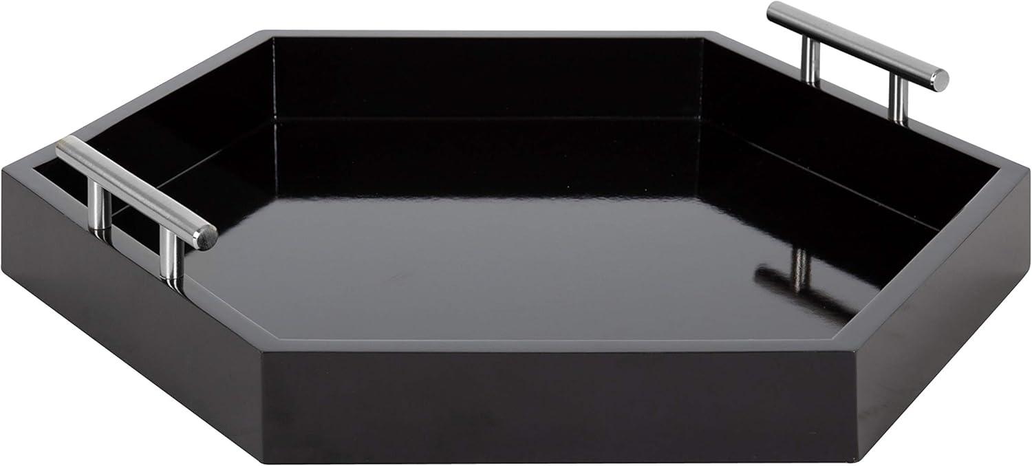 Kate and Laurel Lipton Tray, 18x18, Black and Silver