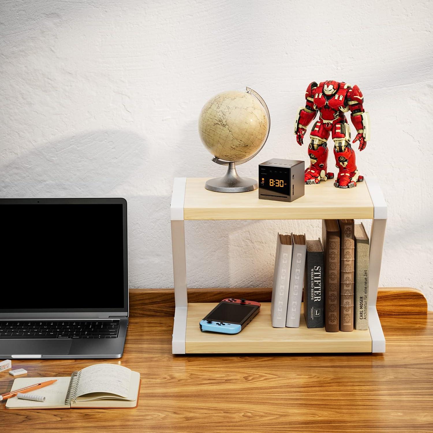 Light Wood and Steel 2-Tier Printer Stand with Storage