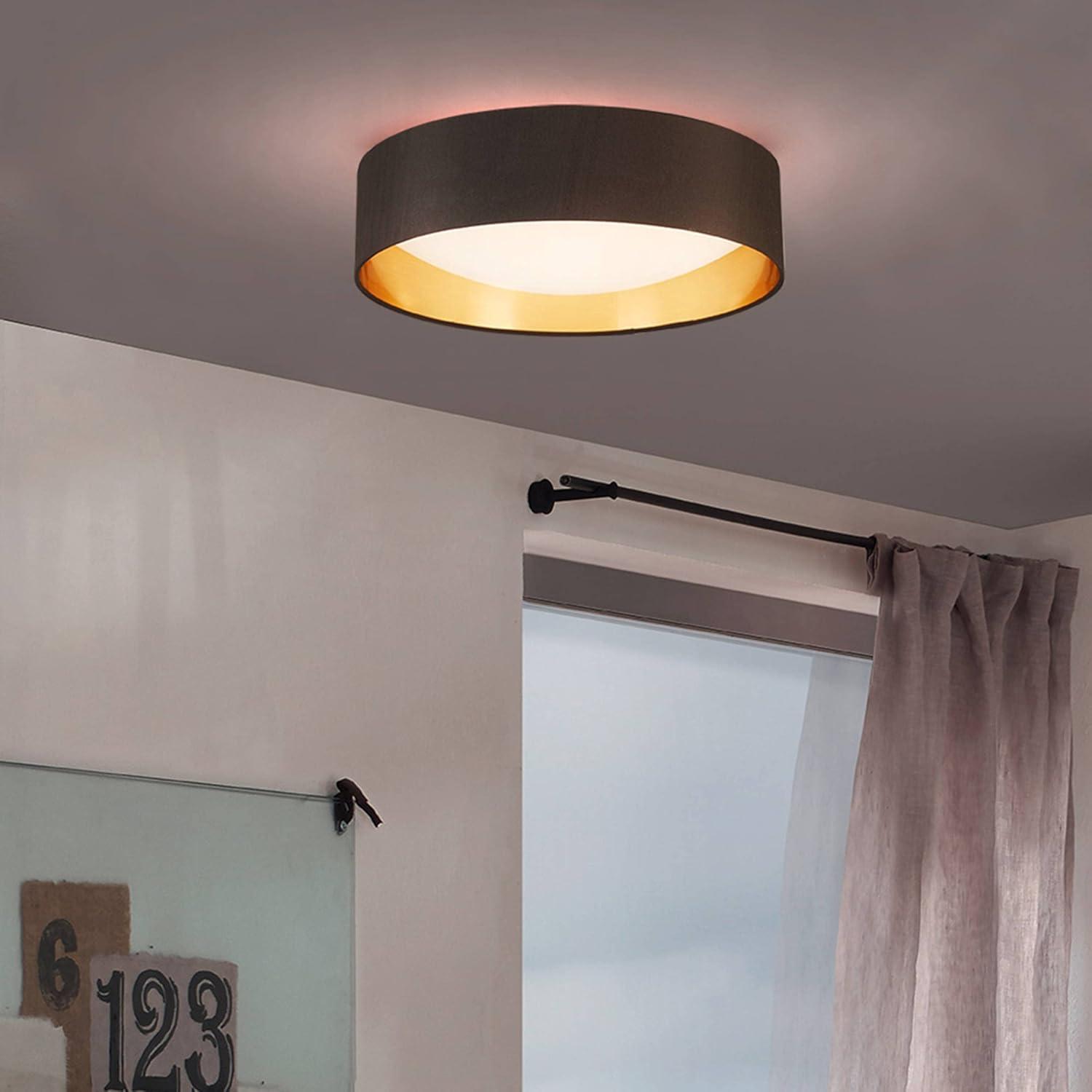 Eglo Lighting Orme 16 Inch Flush Mount Ceiling Light Fixture, Black & Gold