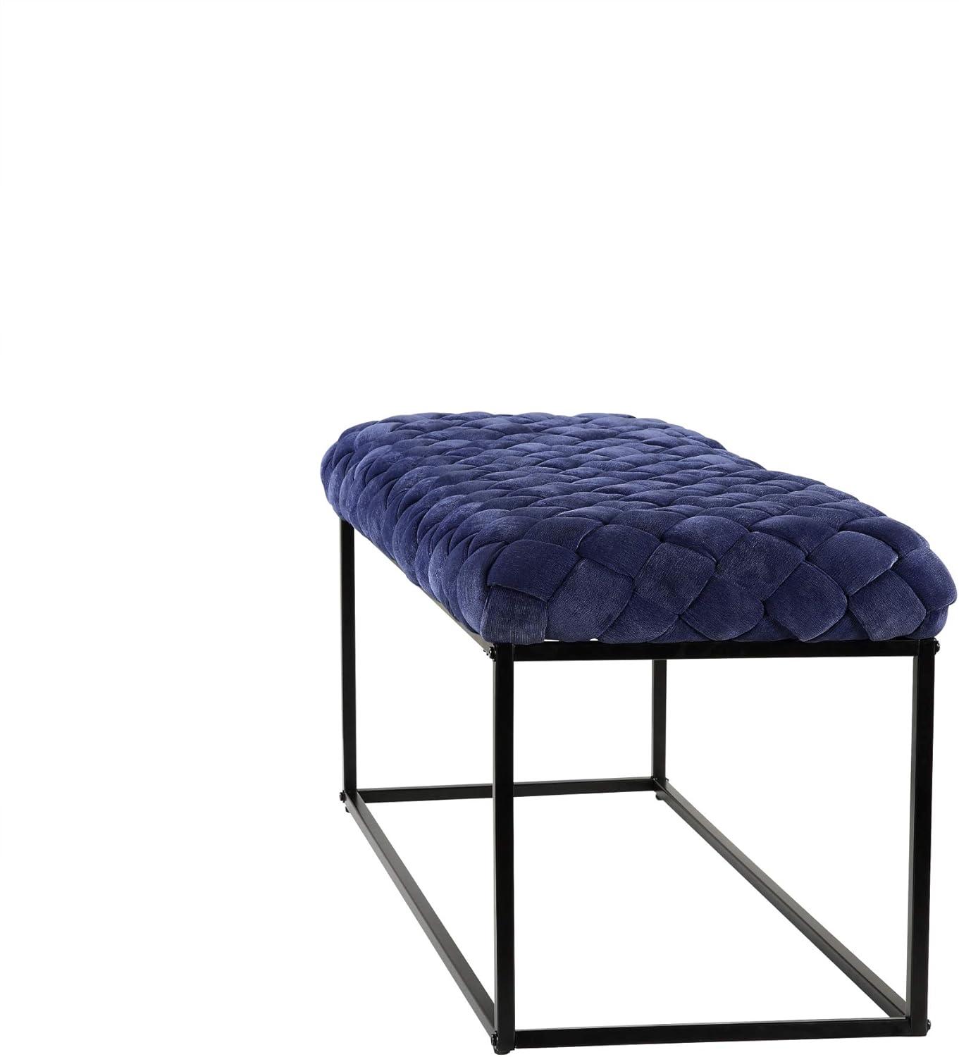 Loft Lyfe Lilah Black Velvet Bench - Upholstered, Hand Woven, Foam Filled