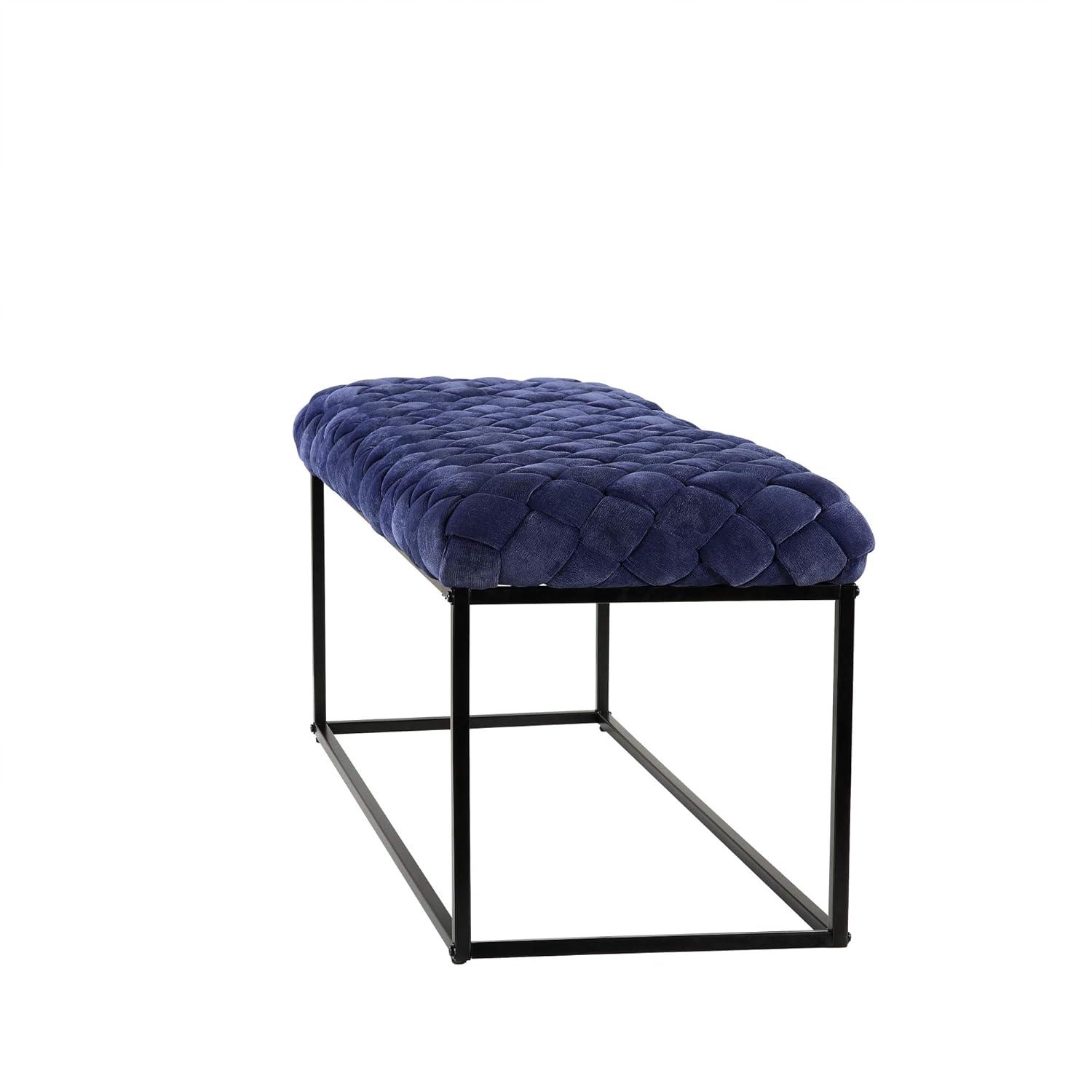 Loft Lyfe Lilah Black Velvet Bench - Upholstered, Hand Woven, Foam Filled