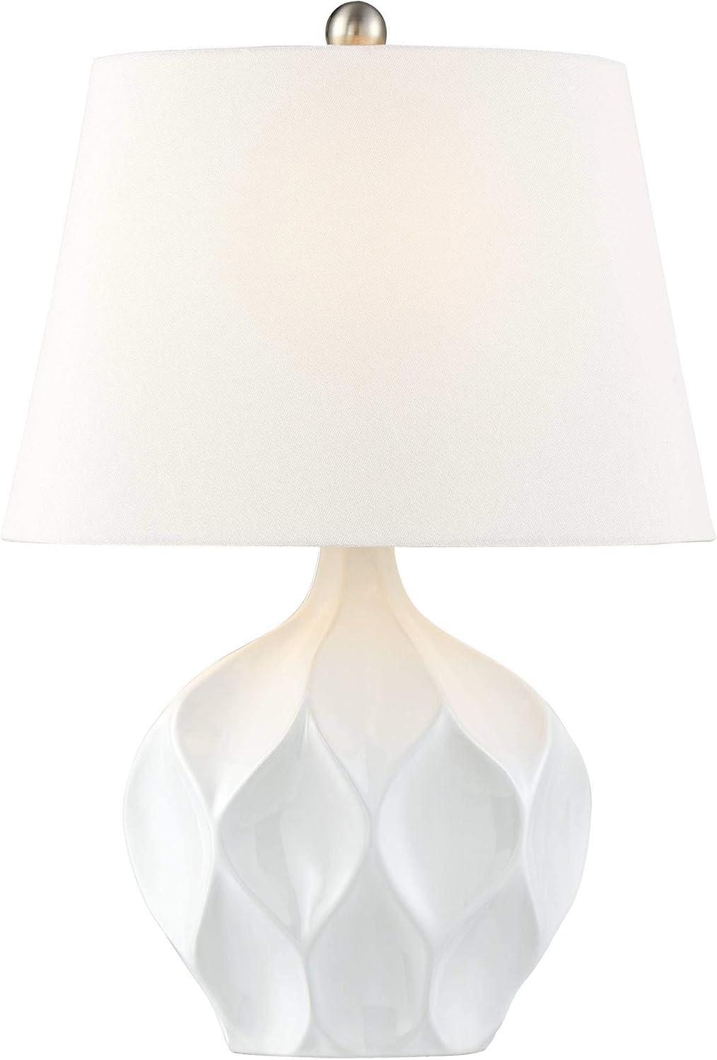 White Ceramic Geometric Mid Century Modern Table Lamp