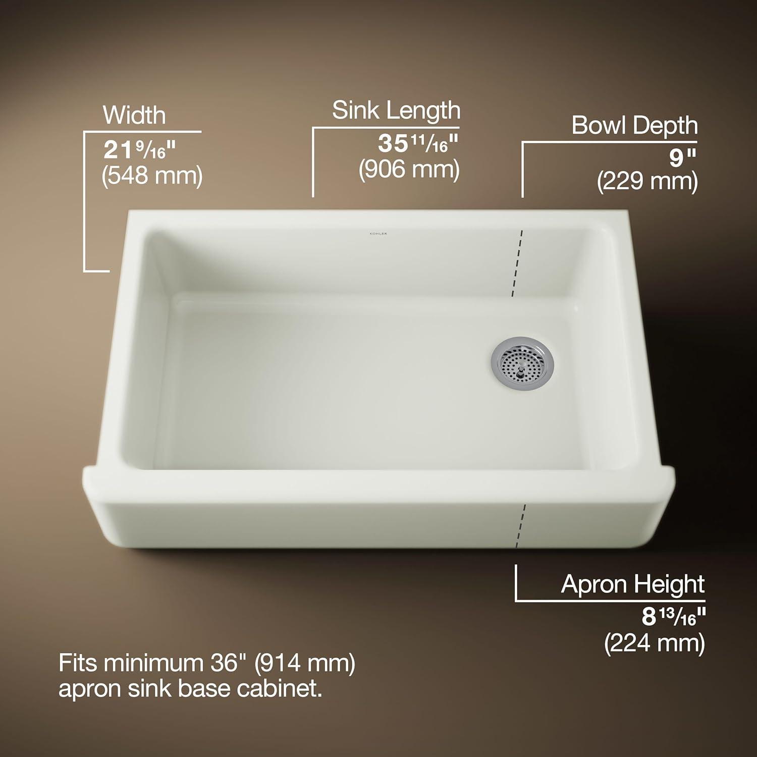 Whitehaven® Self-Trimming 36" L x 22" W Farmhouse Kitchen Sink