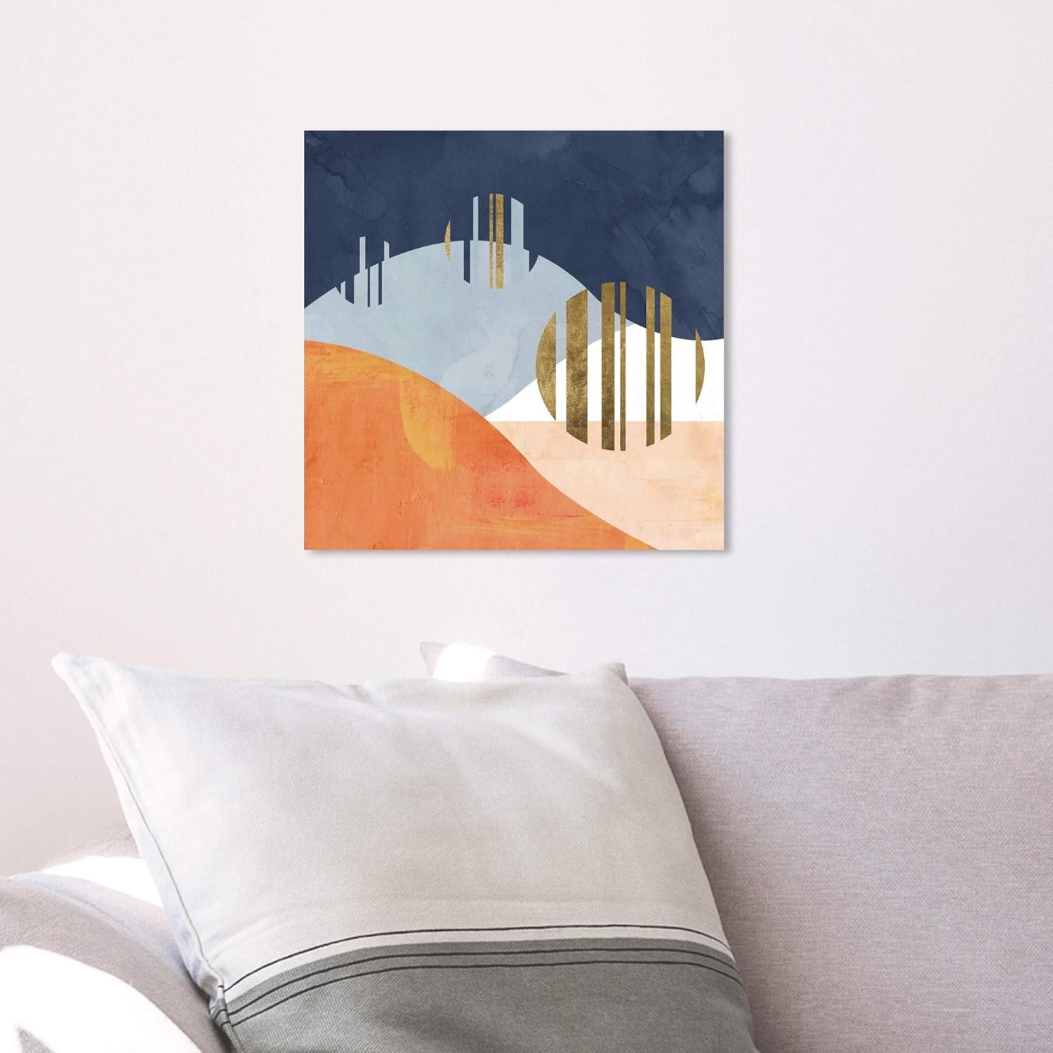 The Desert Night Abstract Blue and Orange Canvas Print