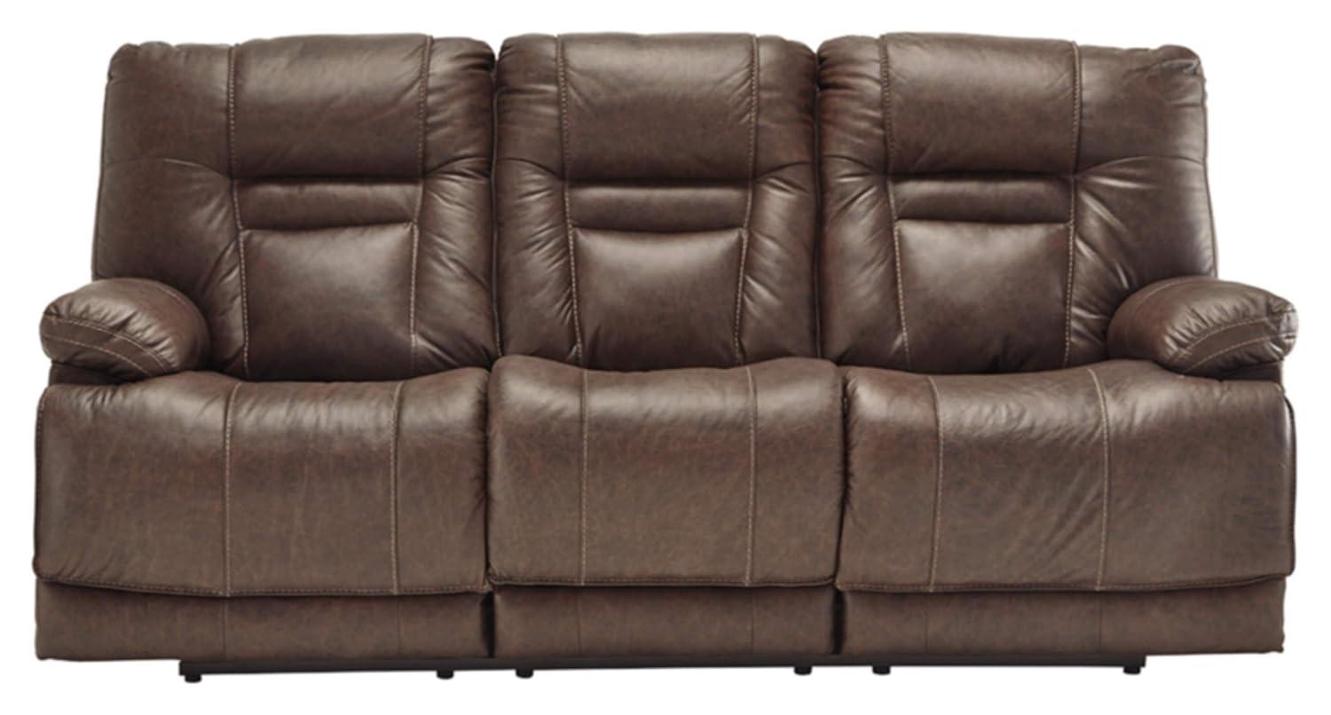 Signature Design by Ashley Wurstrow Leather Power Reclining Sofa in Umber