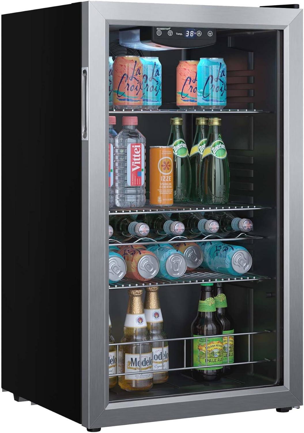 EdgeStar 18.88'' W Convertible 105 Cans (12 oz.) 3.36 Cubic Feet Beverage Cooler with Reversible Glass Door