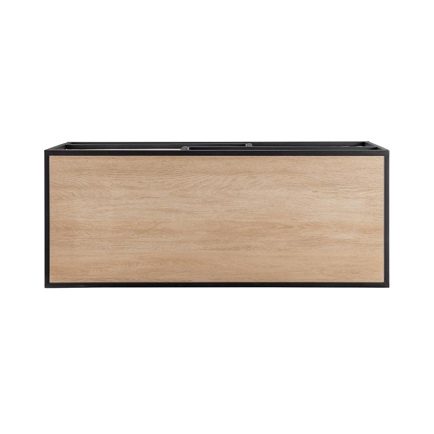 40" Coastal Oak and Black Metal Floating Shelf TV Stand