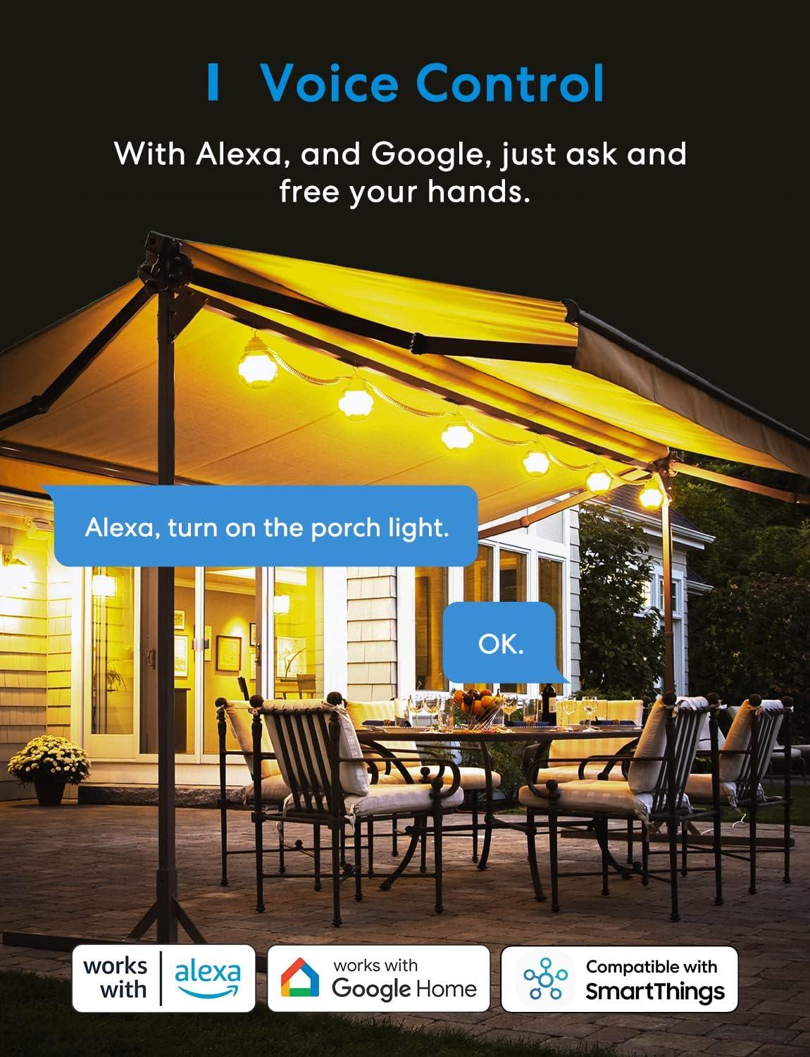 meross Outdoor Smart Plug, Outdoor Wifi Outlet with 2 Grounded Outlets, Remote Control, Timer, Waterproof, Works with Alexa, SmartThings and Google Assistant, FCC Certified