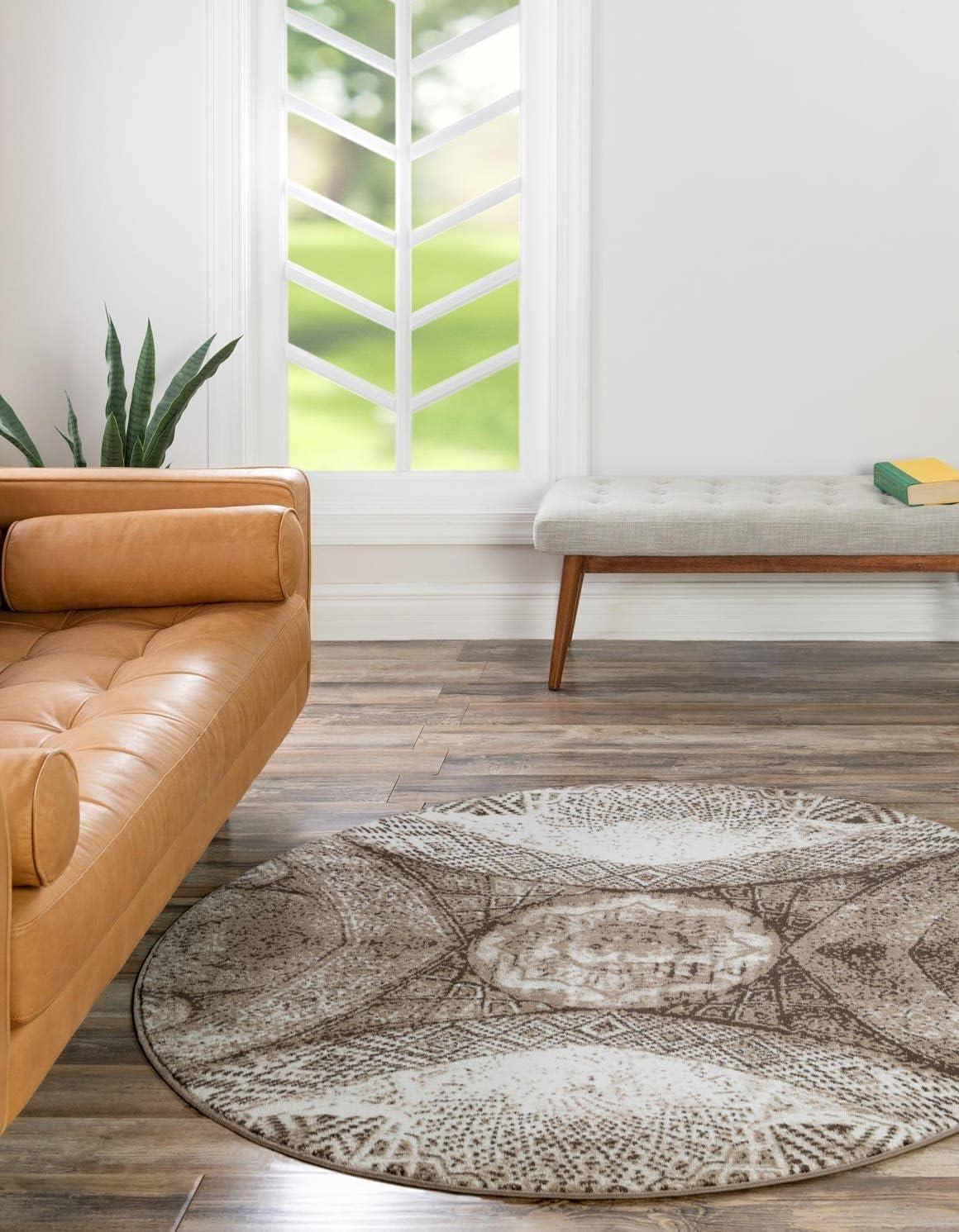 Unique Loom 5' 3 x 5' 3 Sofia  Albert Brown Round Area Rug