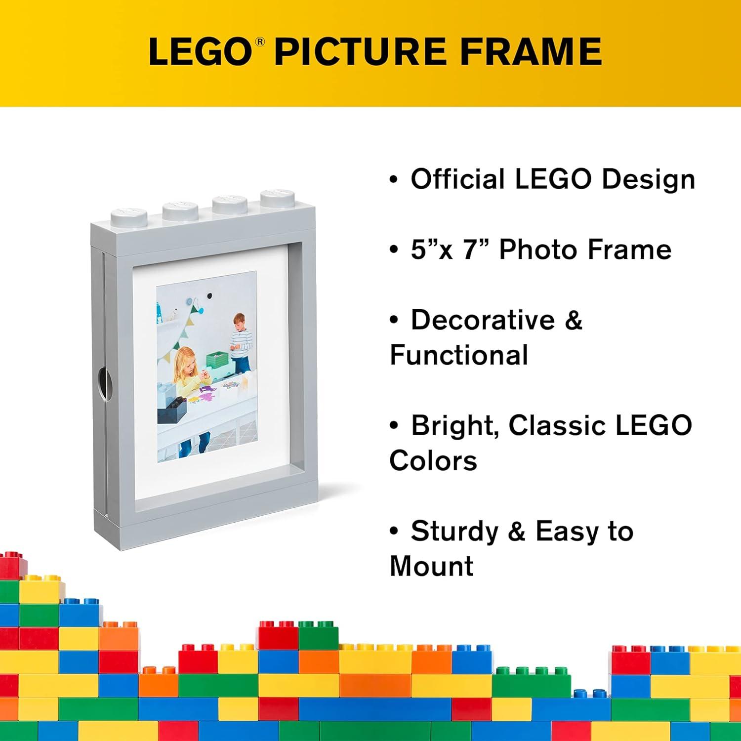 Room Copenhagen Lego Picture Frame - Stackable, Tabletop or Wall Display Photo Frame - Grey