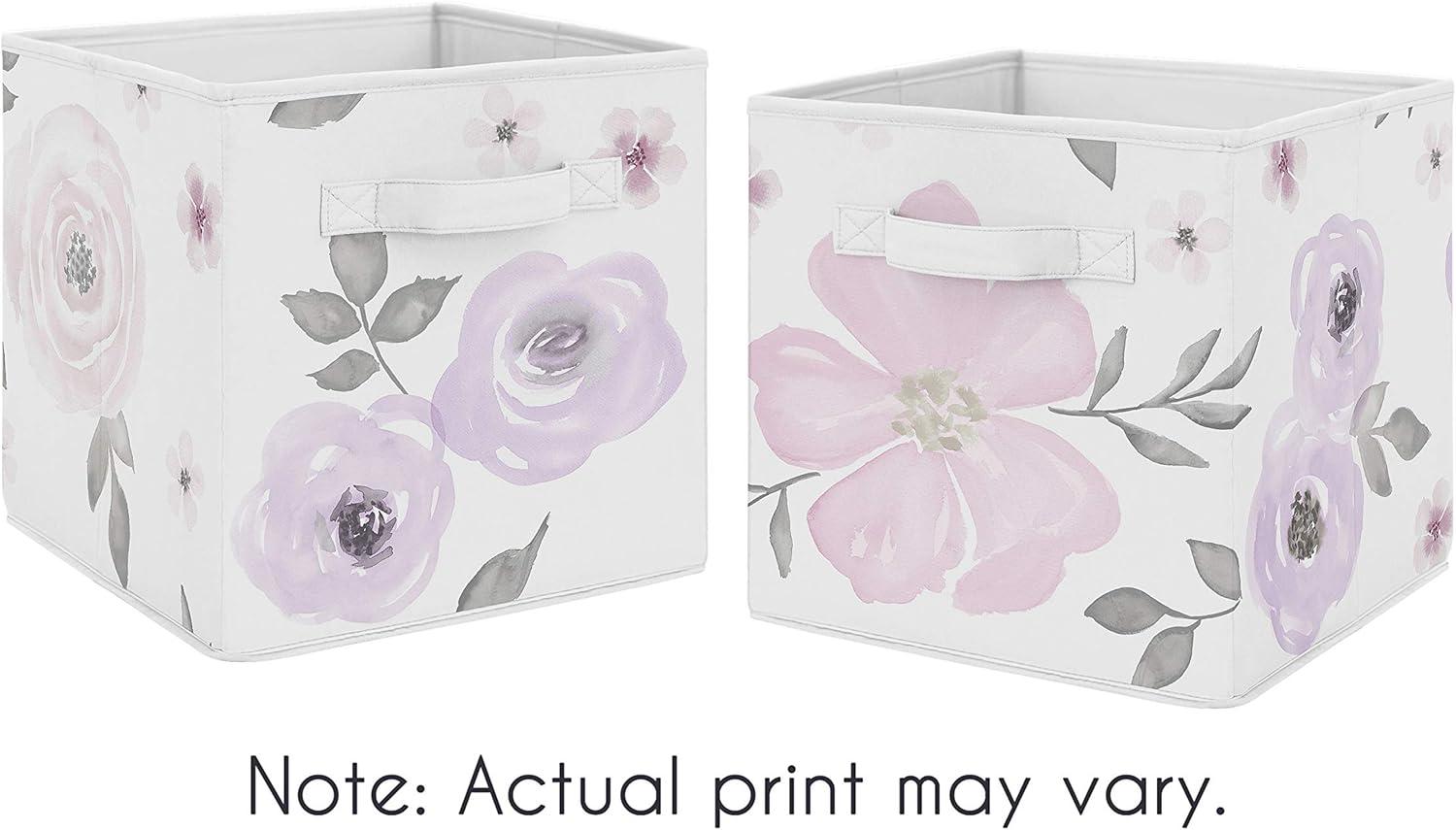 Sweet Jojo Designs Watercolor Floral Fabric Storage Bin (Set of 2)