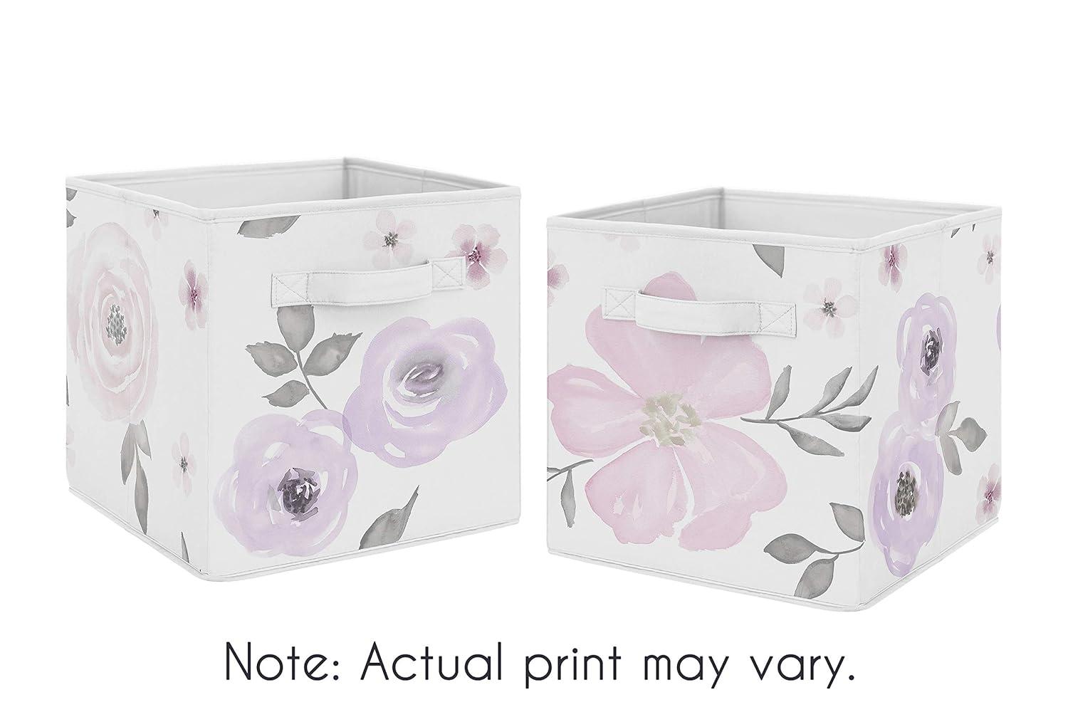 Sweet Jojo Designs Watercolor Floral Fabric Storage Bin (Set of 2)