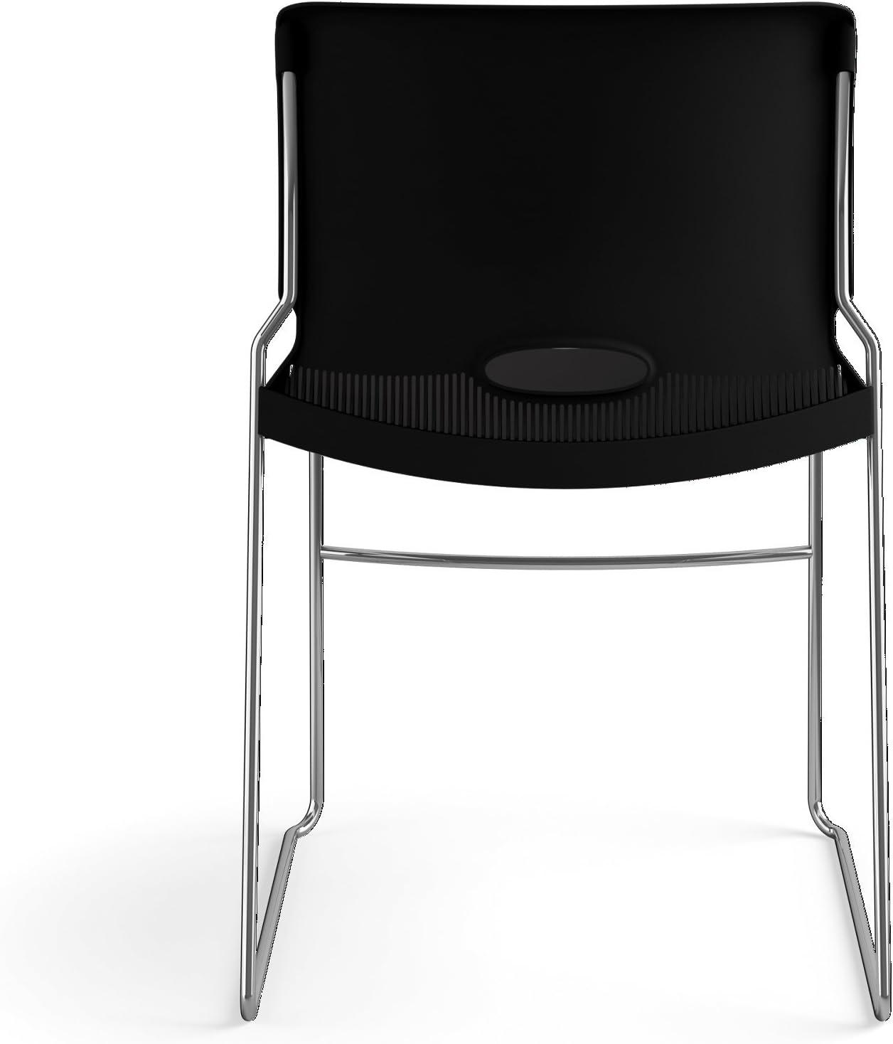 Onyx Armless Metal Stacking Chair with Lumbar Support