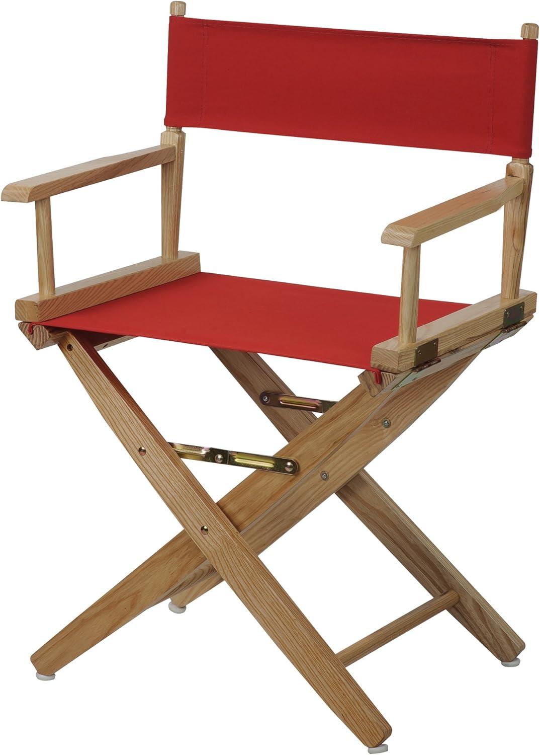 206-00-032-11 18 in. Extra-Wide Premium Directors Chair, Natural Frame with Red Color Cover