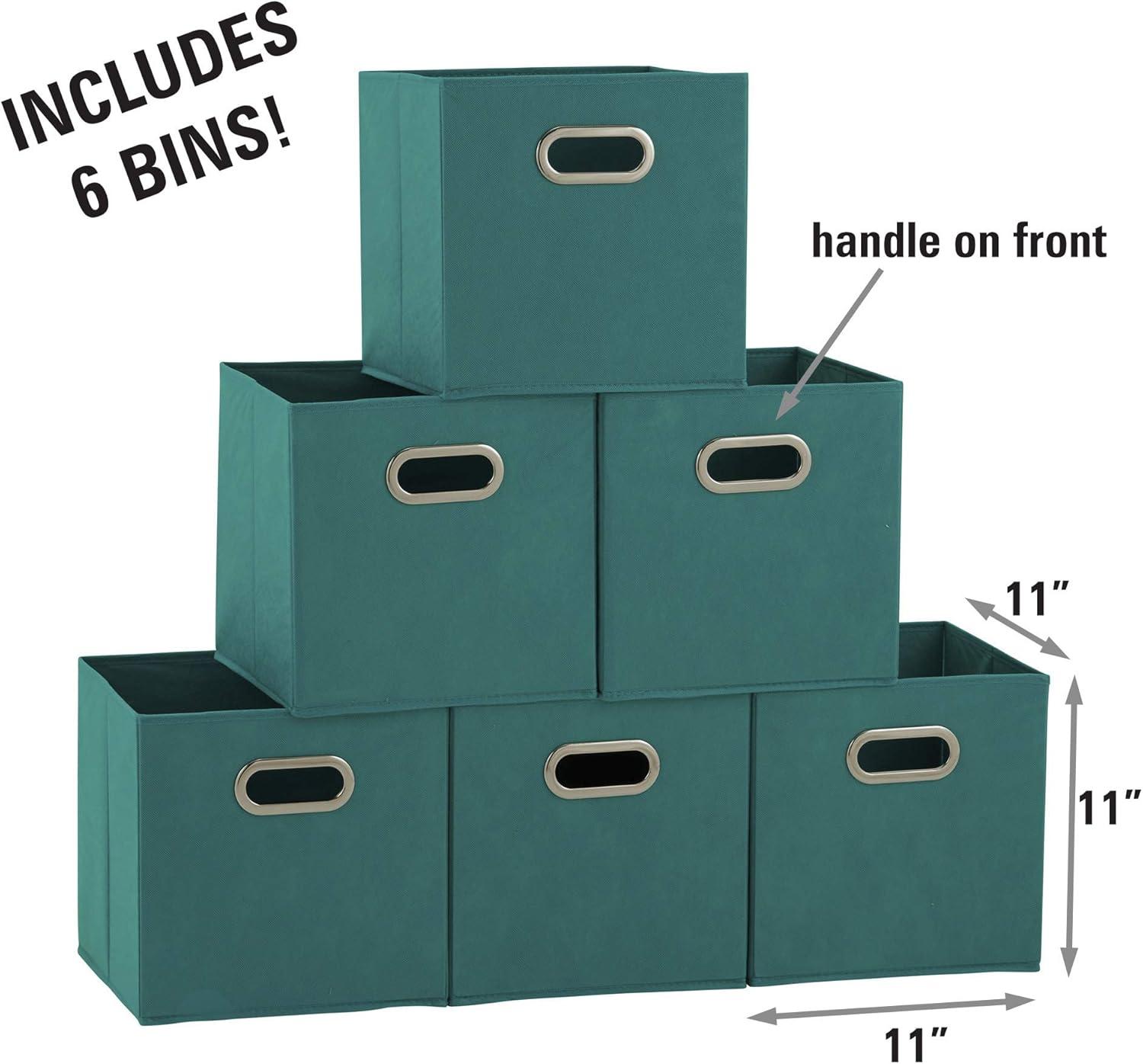 Household Essentials Open Fabric Storage Cube Bins, Aqua, Set of 6