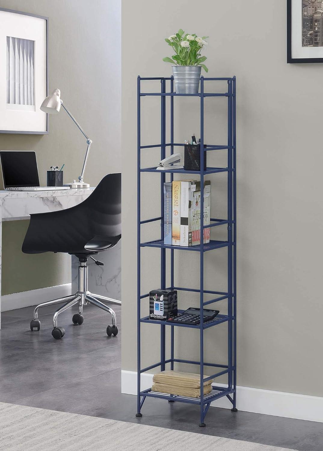 Convenience Concepts Xtra Storage 5 Tier Folding Metal Shelf, Cobalt Blue