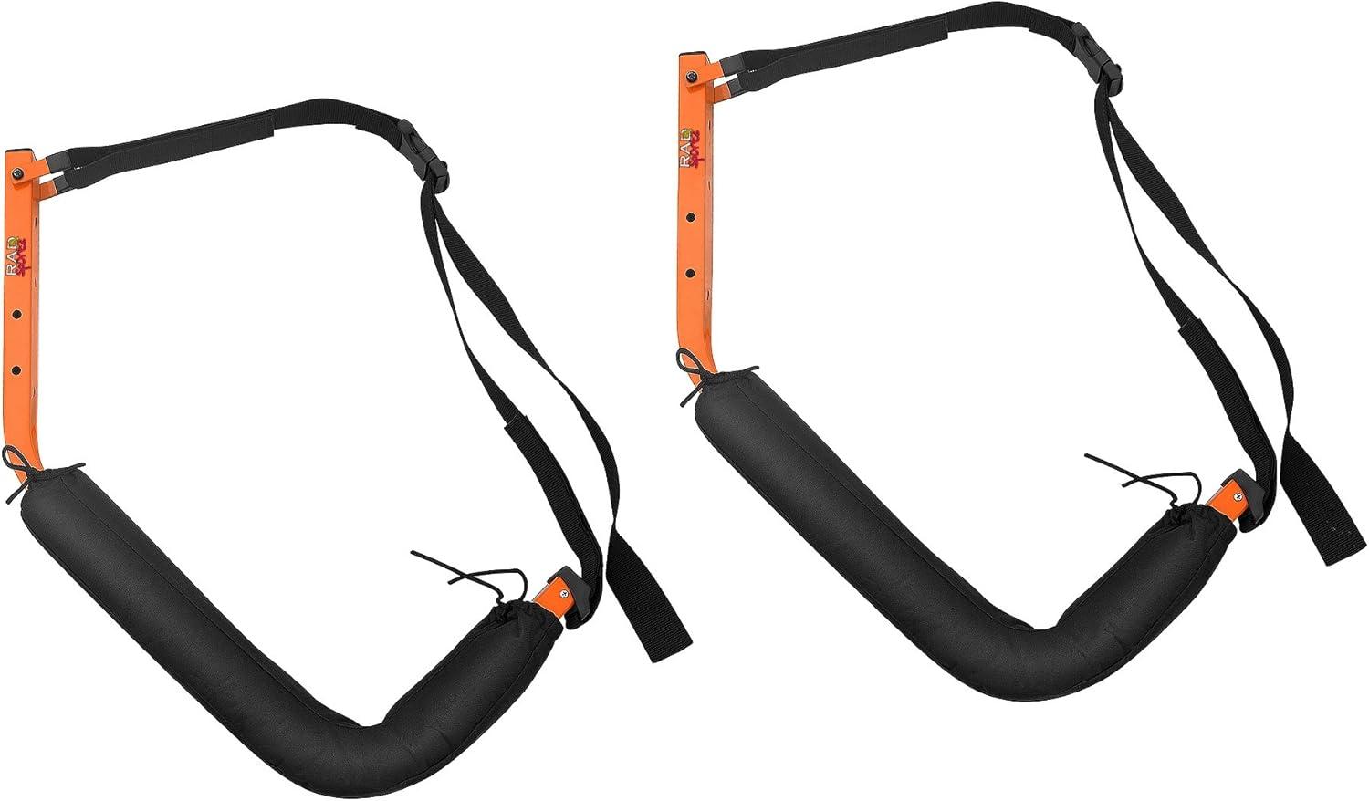 Kayak Storage System - Set of 2 Wall Mount Storage Hangers - 150lb Capacity Rack for Kayaks, Surfboards, Canoes, or Snowboards by Rad Sportz (Orange)