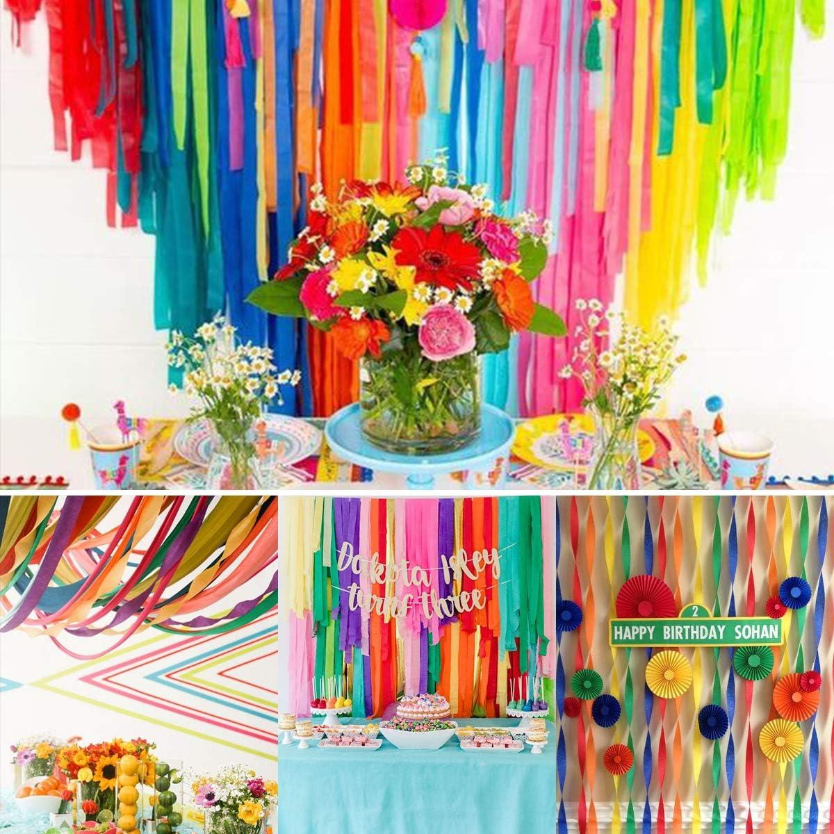 Coceca 12 Rolls 984ft Crepe Paper Streamers in 12 Colors for Rainbow Party Decorations Wedding Ceremony Birthday Indoor Decoration RDD5
