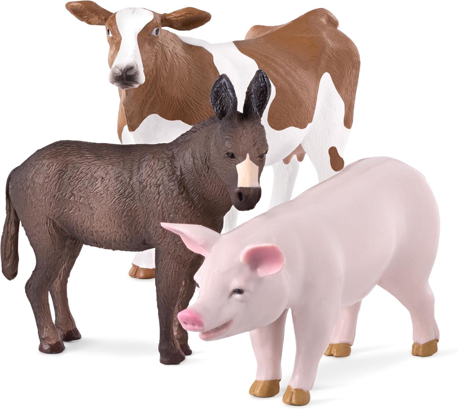 Terra by Battat - Farm Animals (Donkey, Cow, Pig) - Farm Animal Toys with Donkey Toy for Kids 3+ Pc, Multi