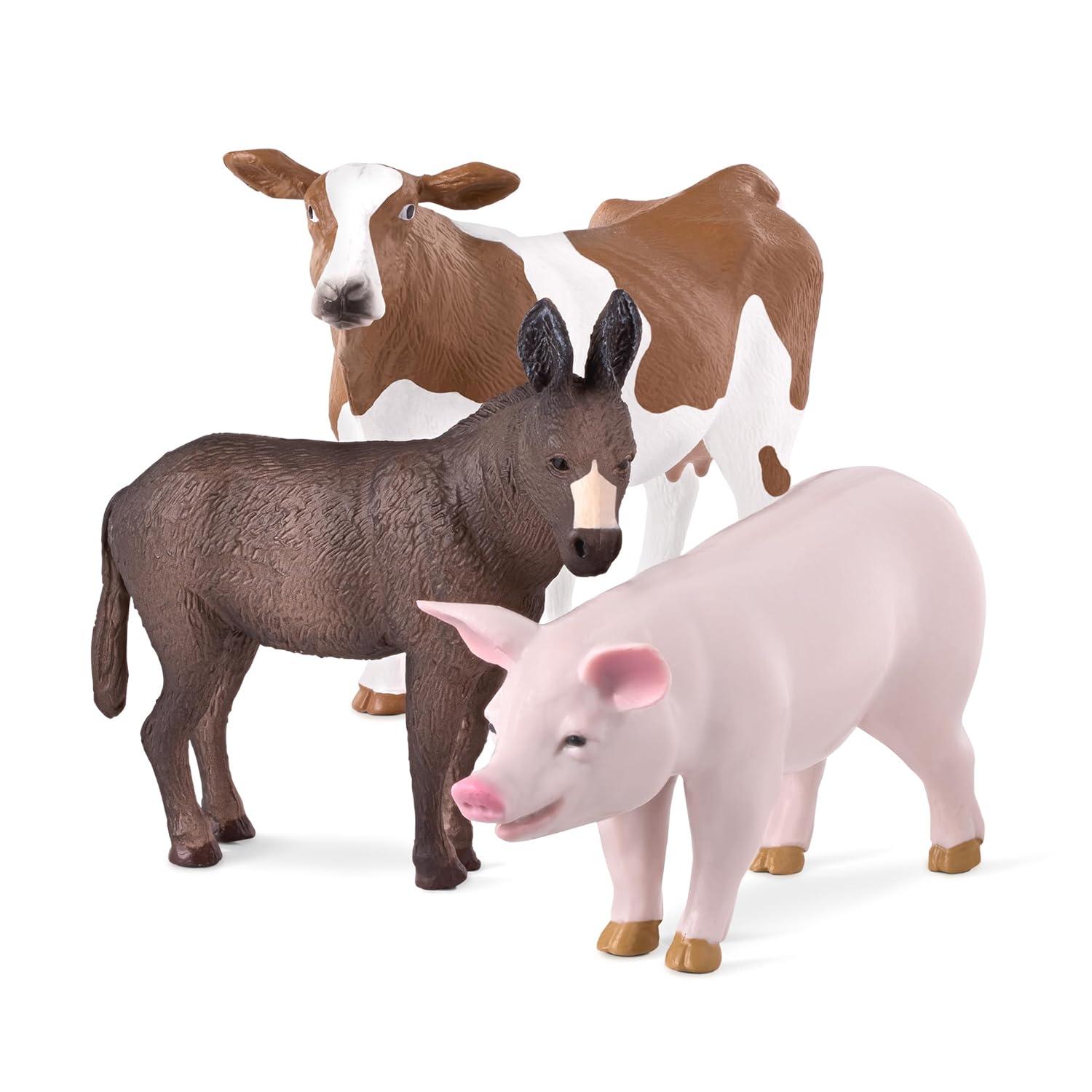 Terra by Battat - Farm Animals (Donkey, Cow, Pig) - Farm Animal Toys with Donkey Toy for Kids 3+ Pc, Multi