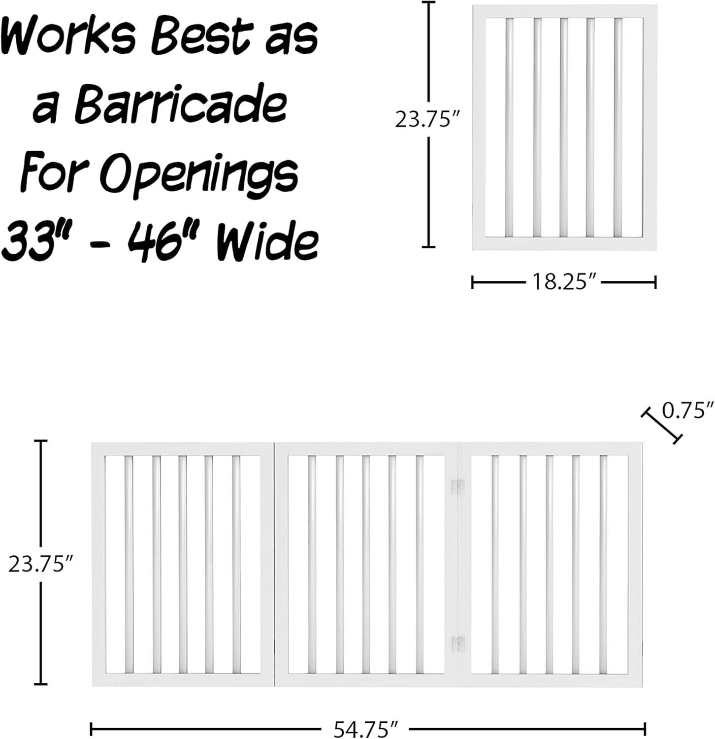 Indoor Pet Gate - 3-Panel Folding Dog Gate for Stairs or Doorways - 54x24-Inch Freestanding Pet Fence for Cats and Dogs by PETMAKER (White)