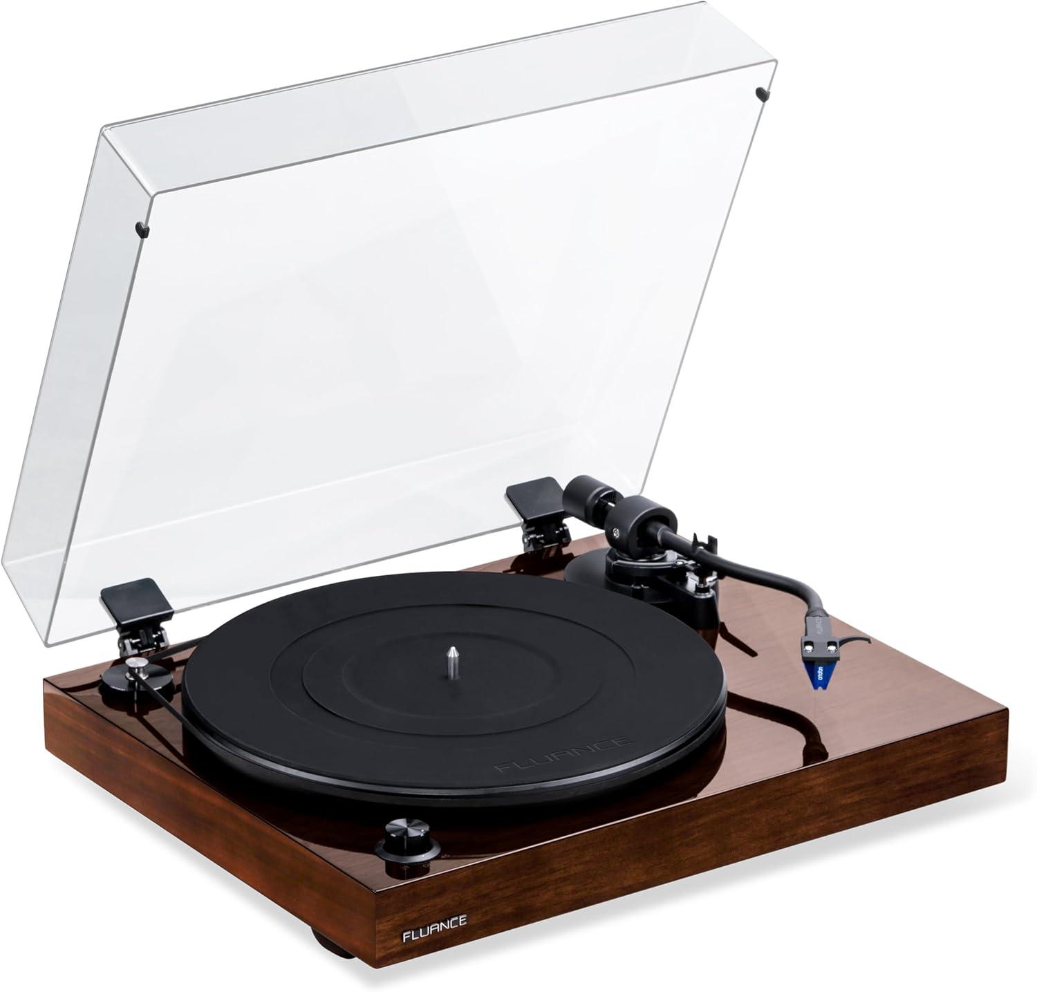 Fluance RT84 Reference High Fidelity Vinyl Turntable Record Player with Ortofon 2M Blue Cartridge & Speed Control Motor - Walnut