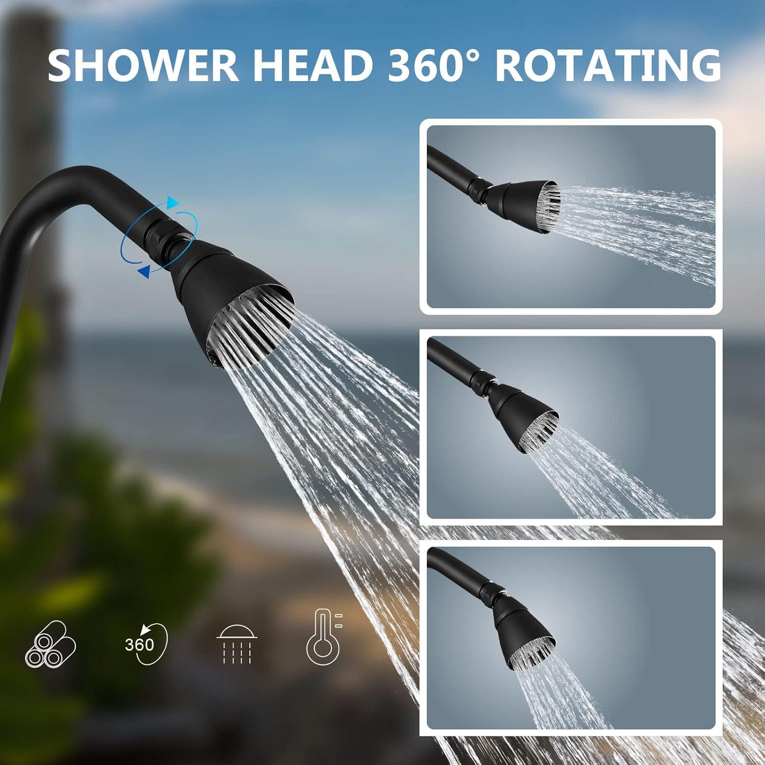 Matte Black Adjustable Outdoor Shower Kit with Brass Valve