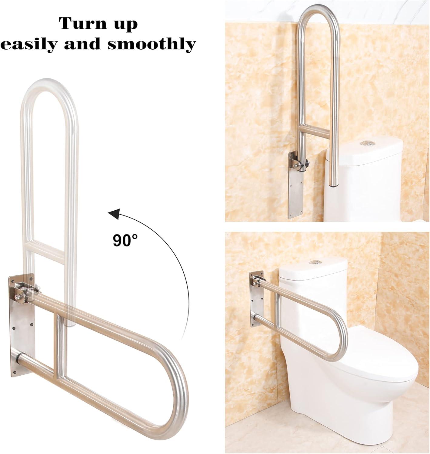 Huart Grab Bars for Bathroom, Stainless Steel Flip-Up Shower Grab Bar, Elderly, Handicapped, 24 in