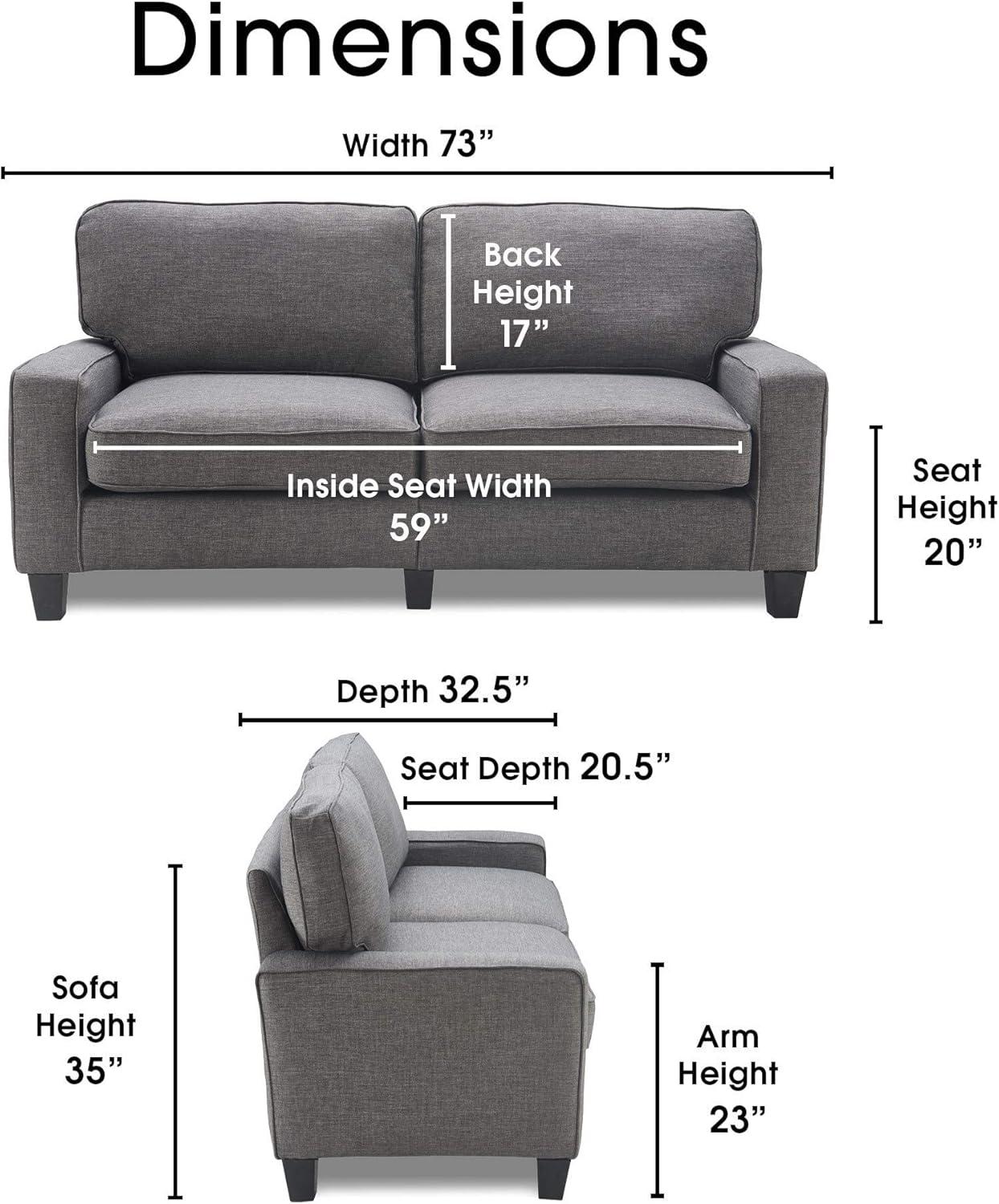 Serta Palisades Upholstered Tool-Free Assembly Straight Arm 73" Sofa for Living Room