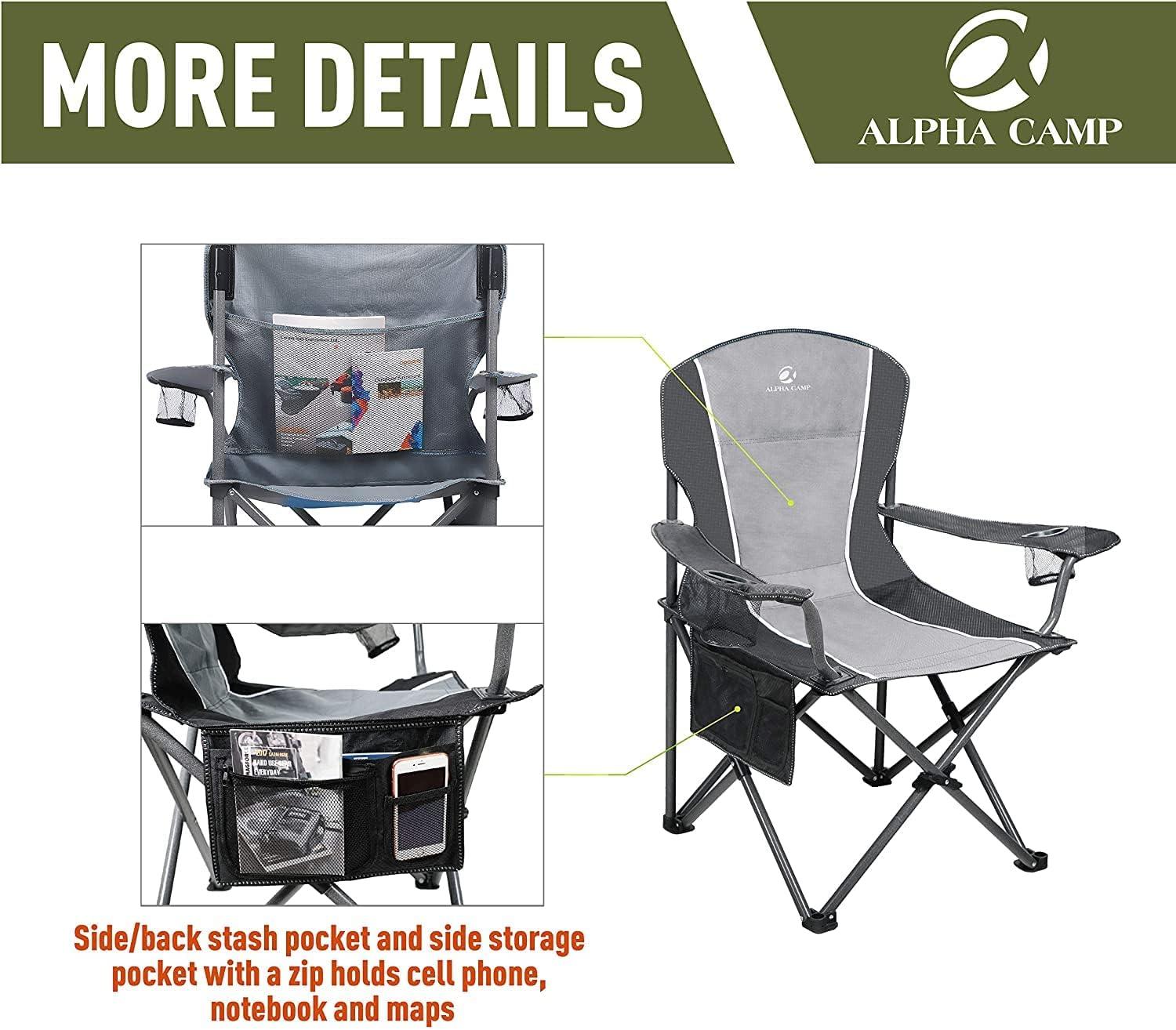 Luxury Oversized Folding Camping Chair with Lumbar Support