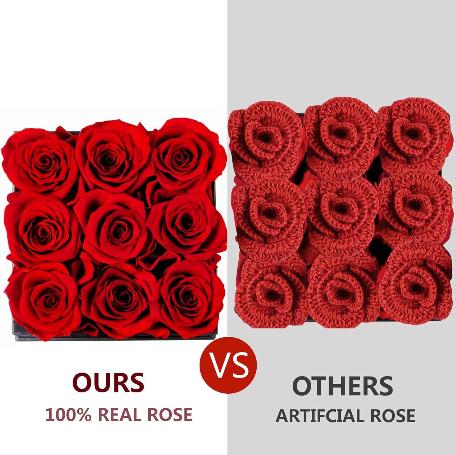 Forever Rose Flowers for Delivery Prime - 9pcs Preserved Fresh Roses, Genuine Roses That Last for Years, for Birthday Gifts for Women, Valentines Day, and Mother's Day