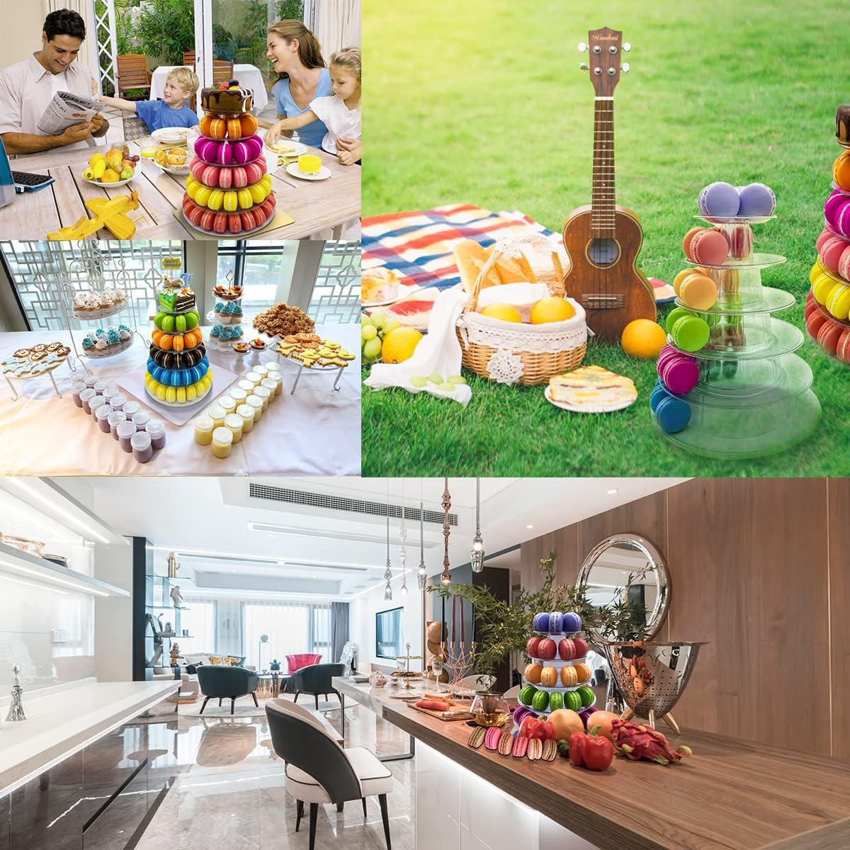 6 Tier Macaron Tower Stand 1 Pcs, Round Plastic Macaron Tower Stand,for Wedding Birthday Party ,Plastic Display Stand,Stand Cake Display for Birthday Party,Topboutique