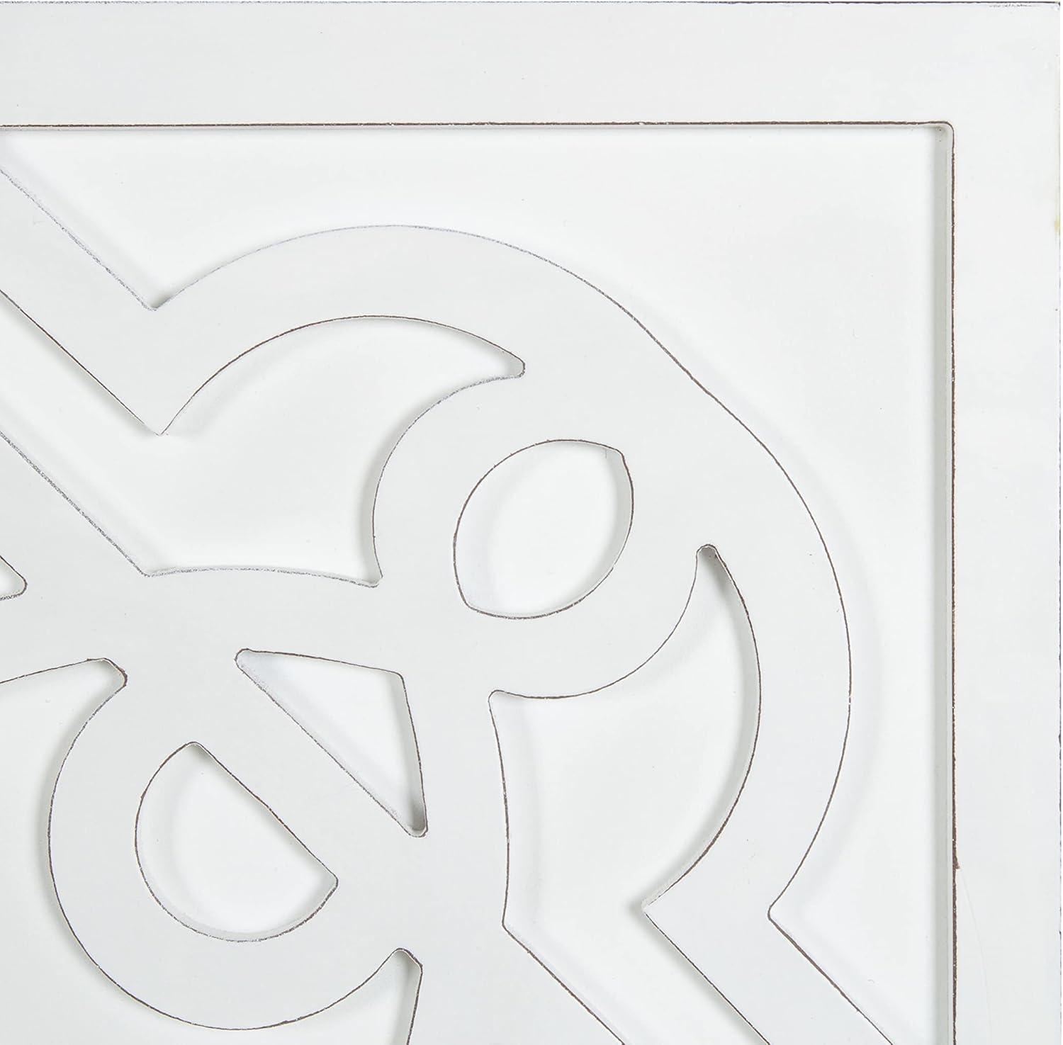 Kate and Laurel Mercador Square Wooden Wall Art Plaque, White, 24 x 24, Modern Farmhouse Dimensional Wood Wall Art Plaque for Simple Coastal Home Decor Design