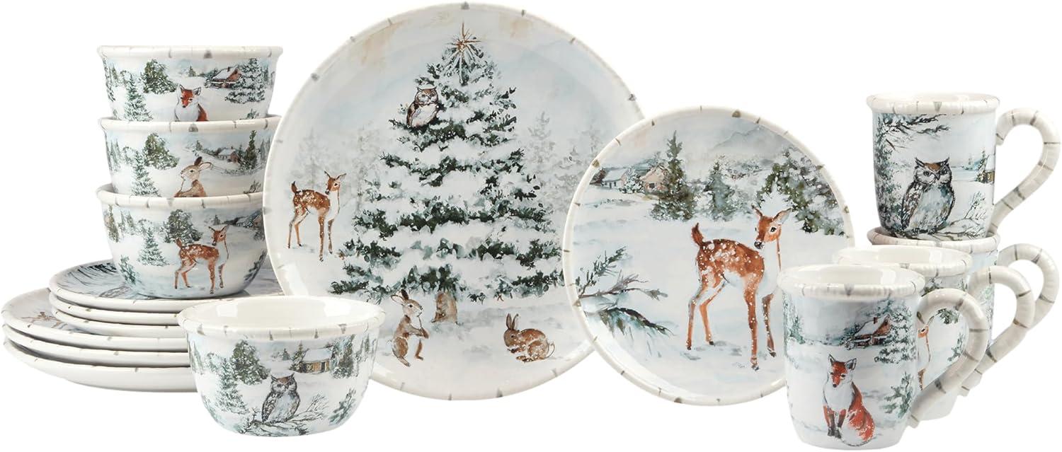 Winter's Frost Ceramic Holiday Dinnerware Set, Service for 4