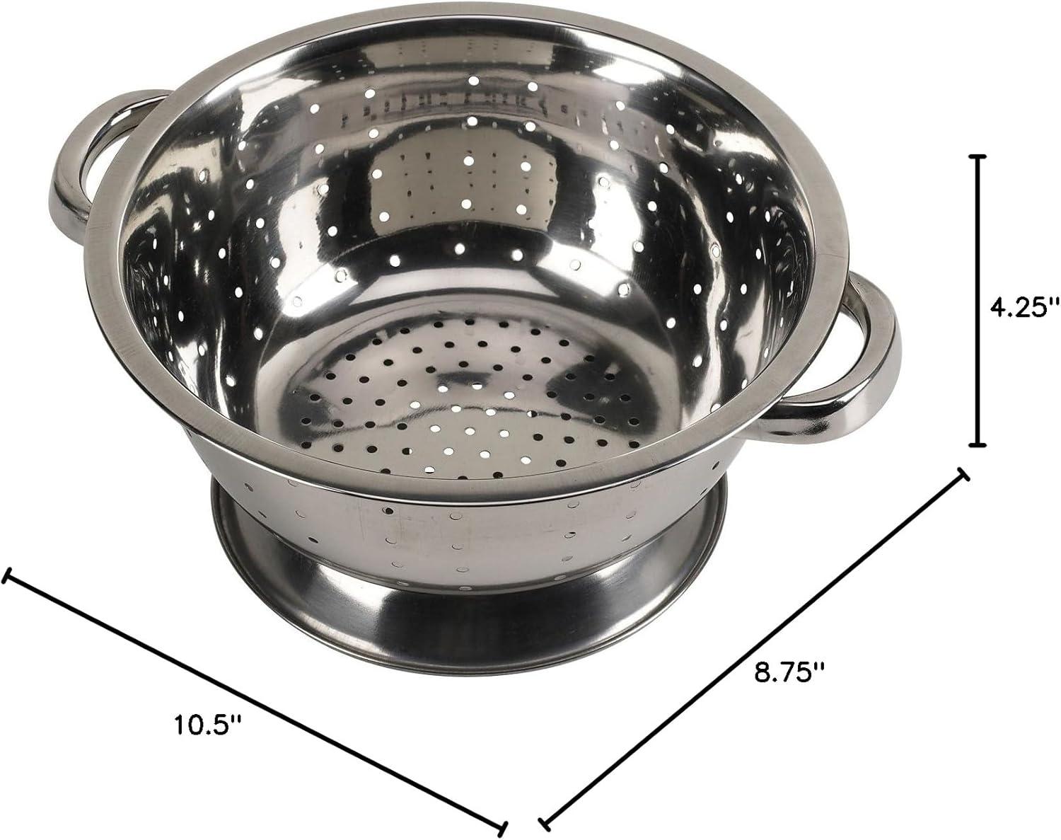 3-Quart Silver Stainless Steel Colander with Handles