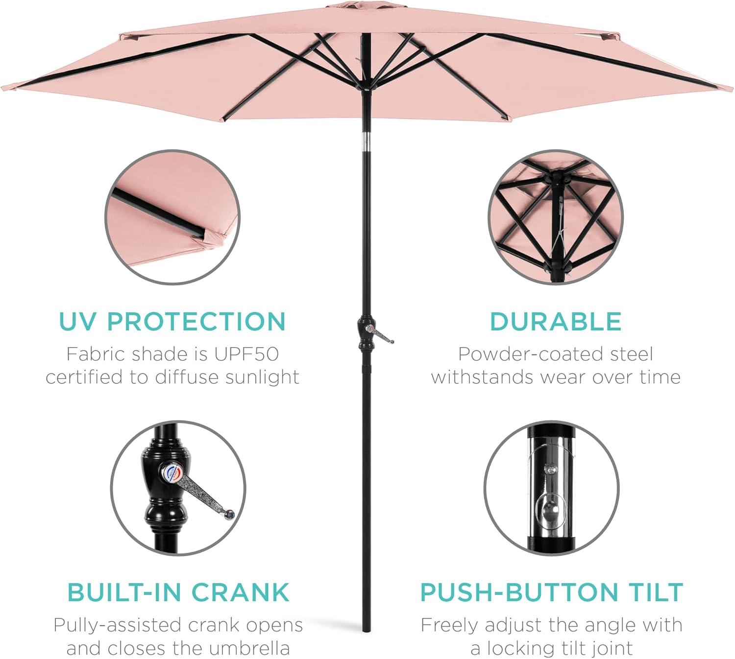 Best Choice Products 10ft Outdoor Steel Market Patio Umbrella w/ Crank, Tilt Push Button, 6 Ribs