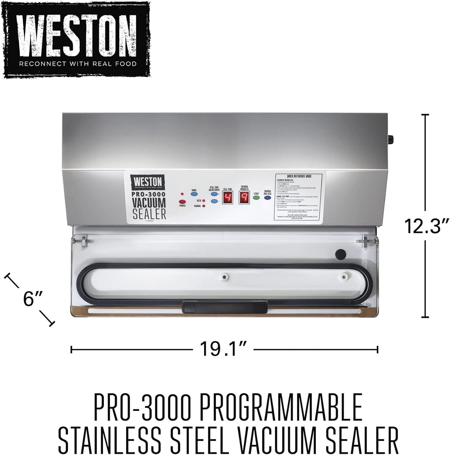 Weston Pro-3000 Stainless Steel Commercial Vacuum Sealer with LED Controls