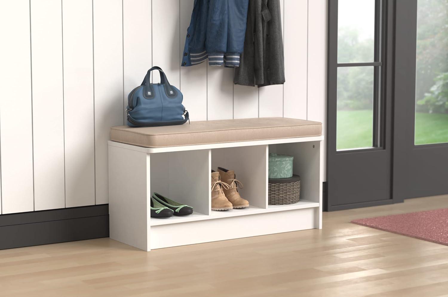 Modern White Cubeicals 3-Cube Storage Bench with Cushion