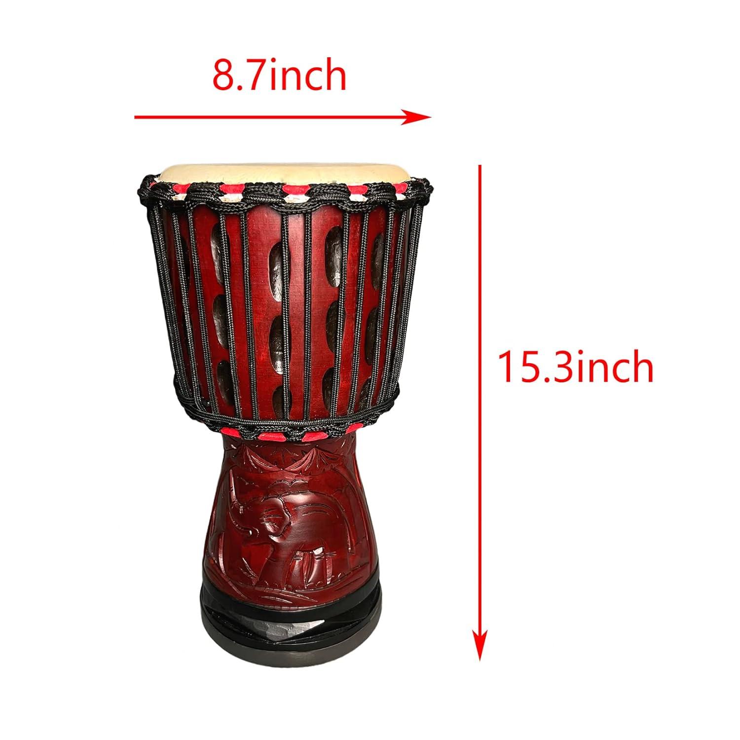 Djembe Drum 8'' Pure Handmade Solid Wood Deep Carving,Percussion, From West African Style Tambourine, Bongo