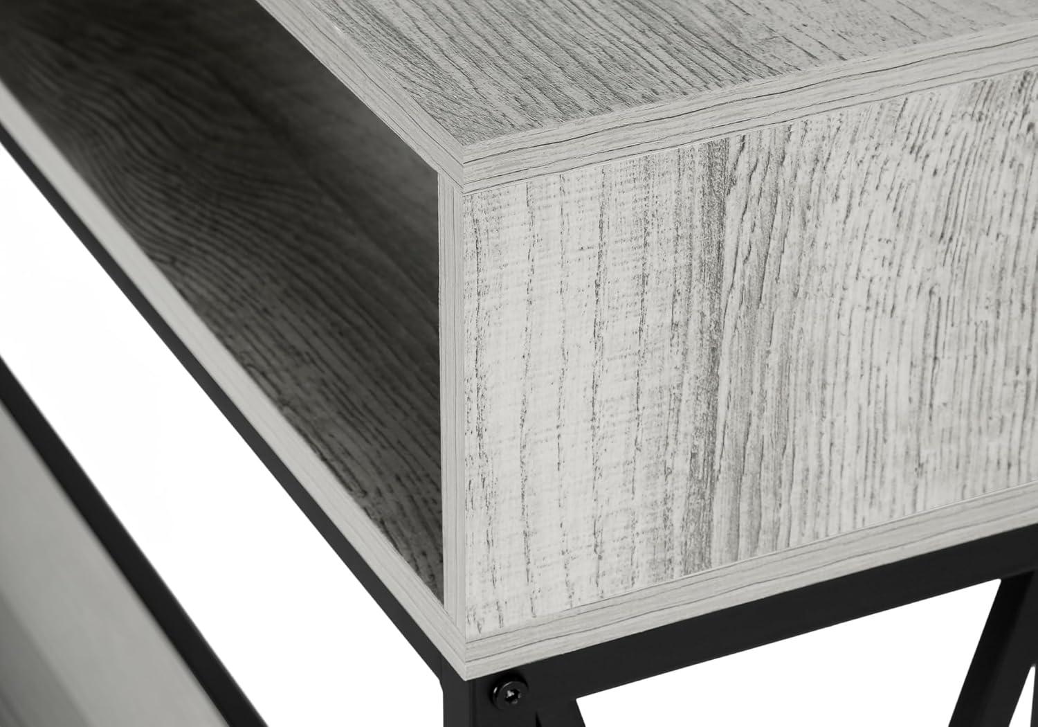 Monarch Specialties Accent Table Console Entryway Narrow Sofa Living Room Bedroom Grey Laminate Black Metal Contemporary Modern