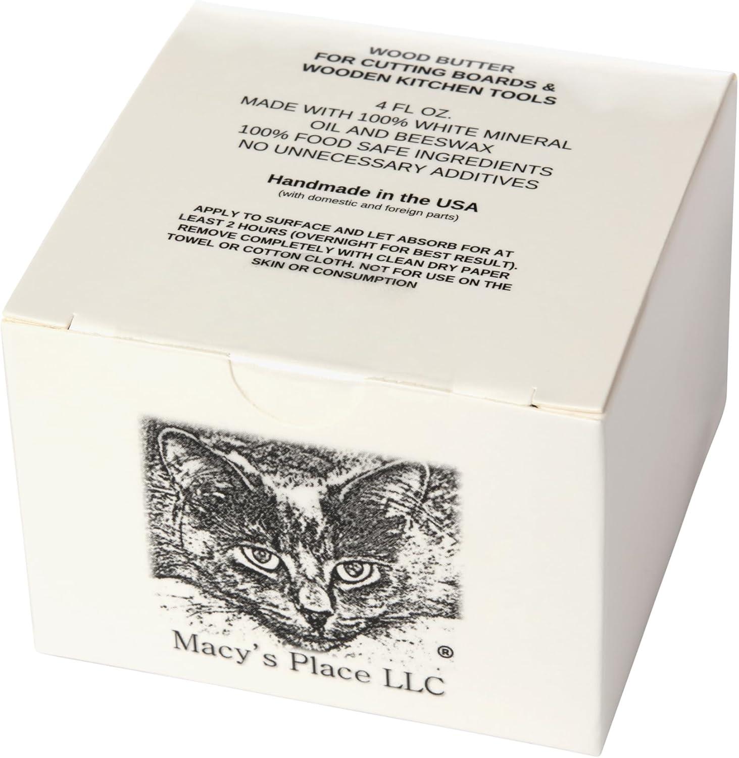 Macy's Place Wood Butter for Cutting Boards and Wooden Tools - 8oz Butcher Block Butter Wax