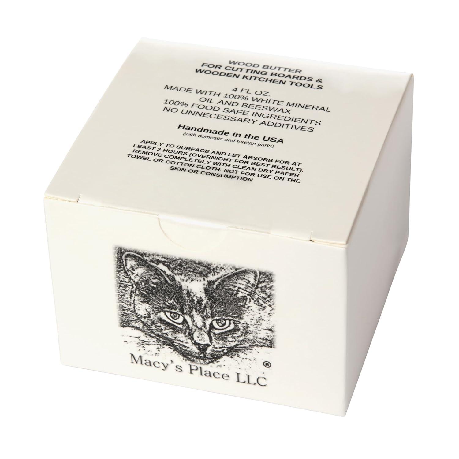 Macy's Place Wood Butter for Cutting Boards and Wooden Tools - 8oz Butcher Block Butter Wax