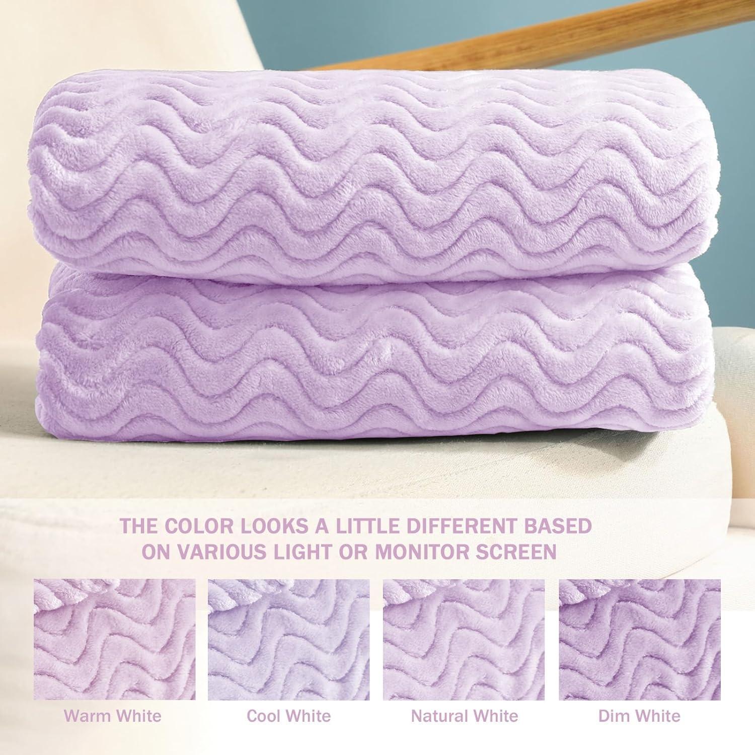 PAVILIA Soft Waffle Blanket Throw for Sofa Bed, Lightweight Plush Warm Blanket for Couch , Lavender Purple/Throw - 50x60