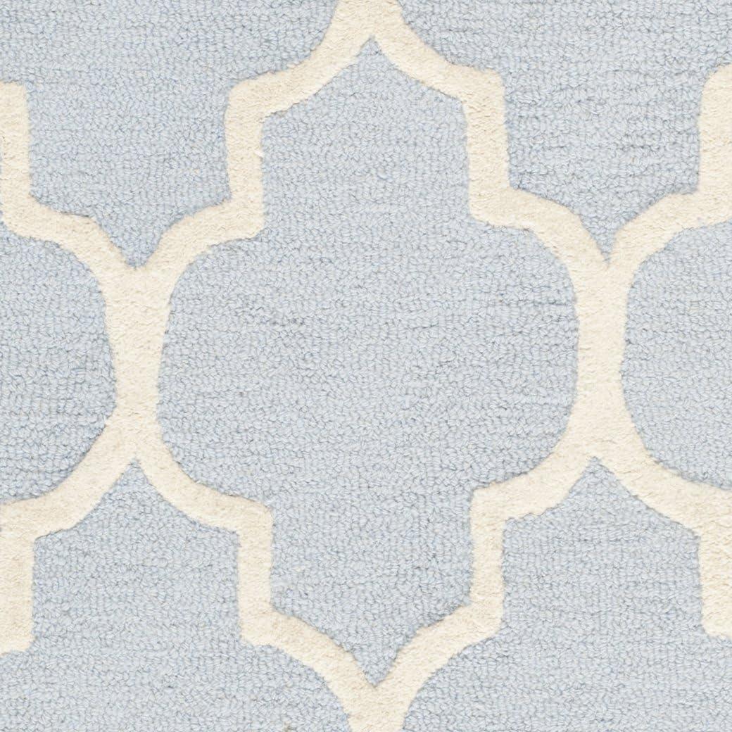 SAFAVIEH Cambridge Kevin Geometric Wool Area Rug, Light Blue/Ivory, 4' x 6'