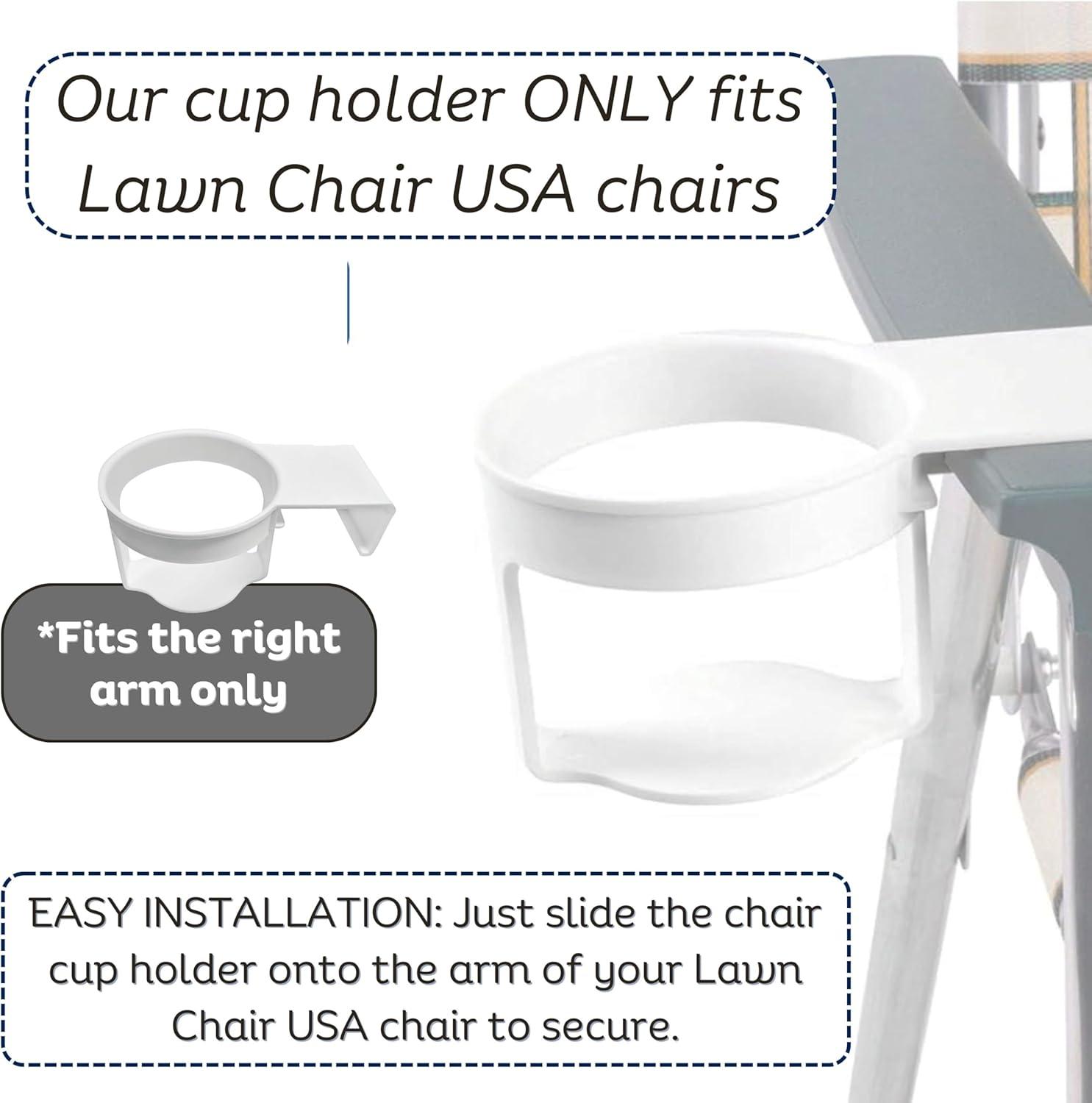 Lawn Chair USA White Cup Holder Attachment Enhance Your Outdoor Relaxation Experience