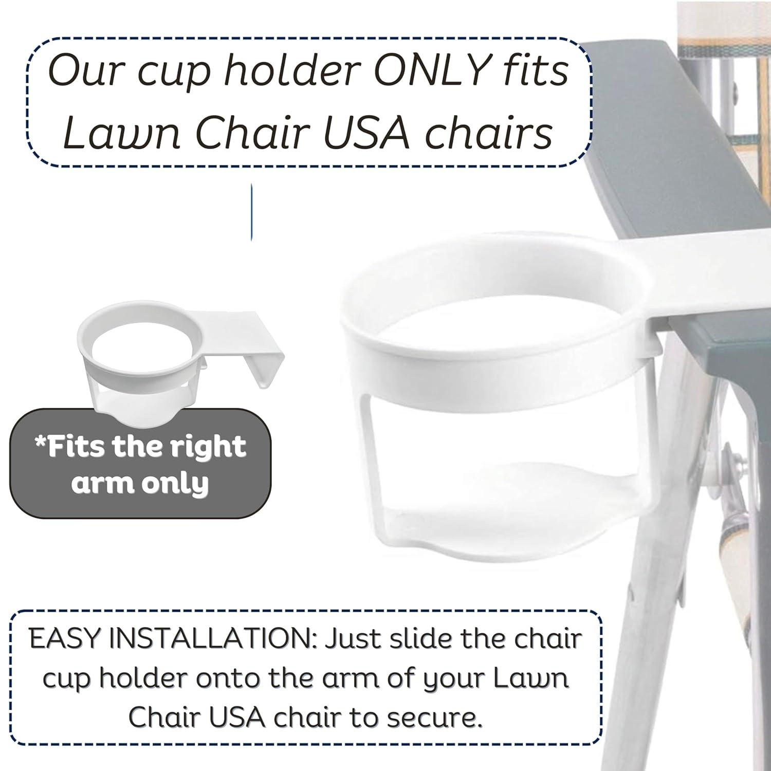 Lawn Chair USA White Cup Holder Attachment Enhance Your Outdoor Relaxation Experience