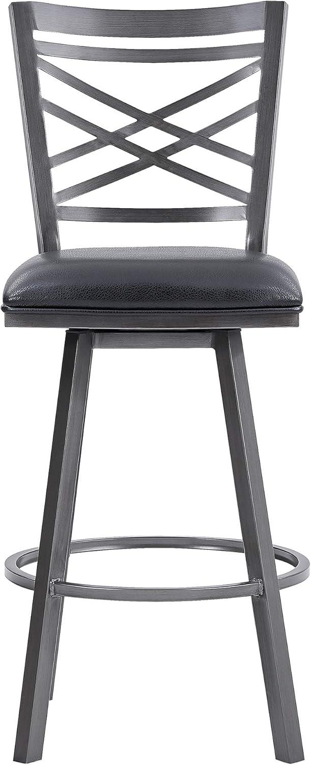 Fargo Black Metal Swivel Bar Stool with Cross Back