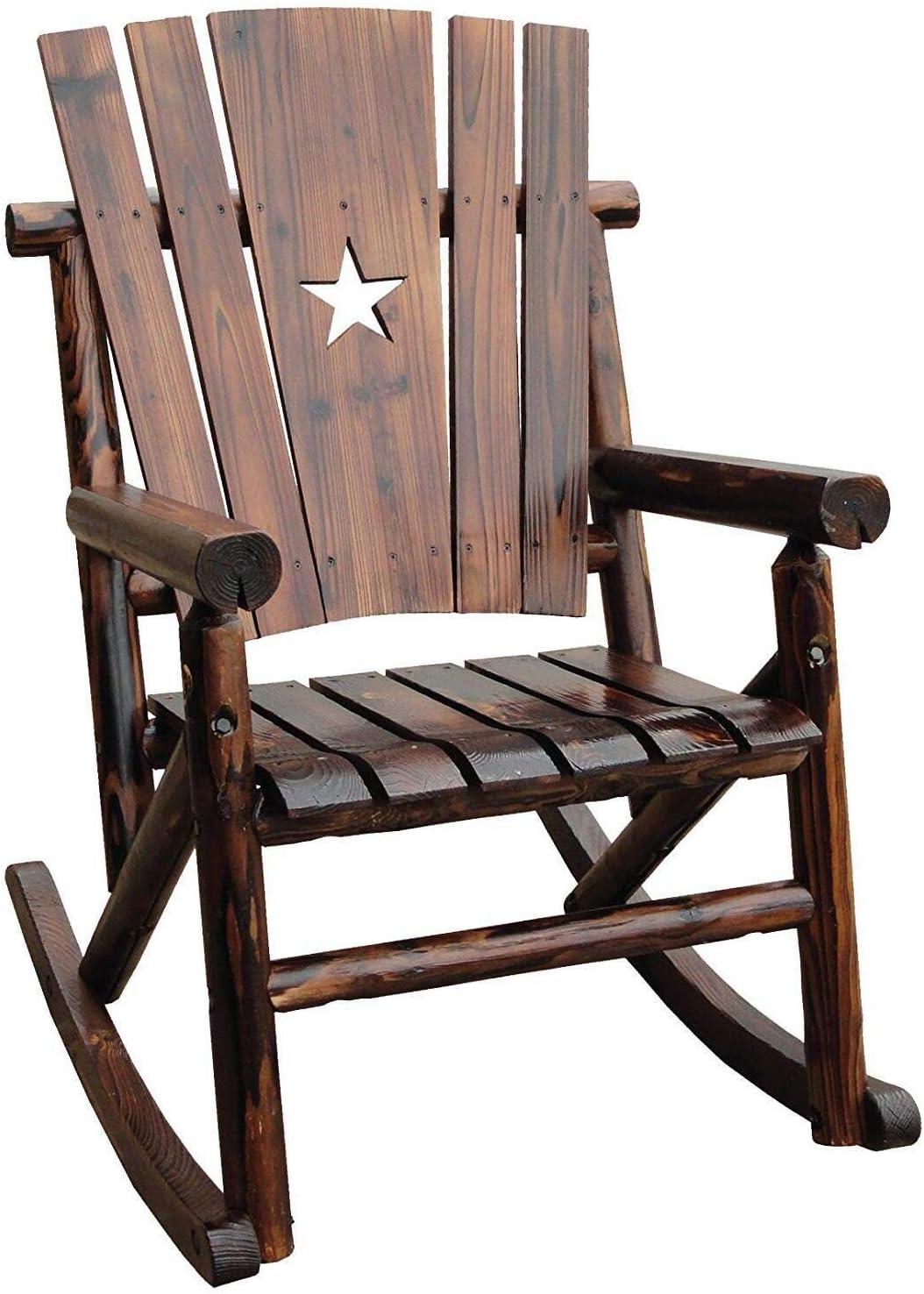 Leigh Country TX 93605 Char-log Adult Outdoor Rocker with Star Cutout Brown